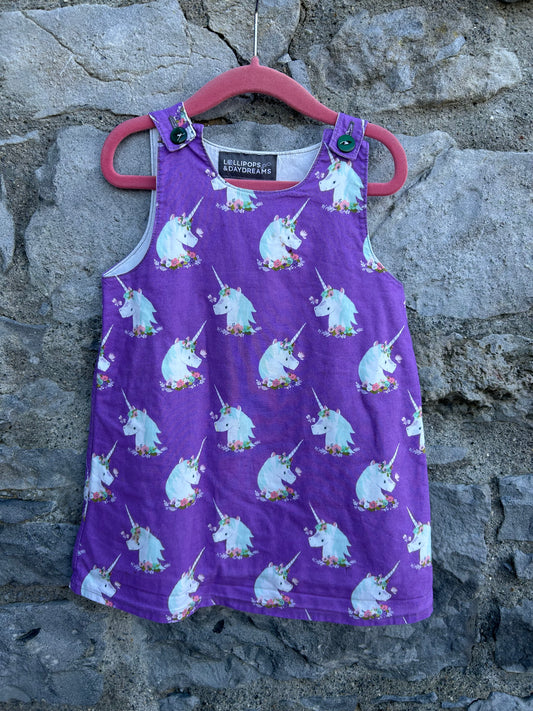 Unicorn purple pinafore 3y (98cm)