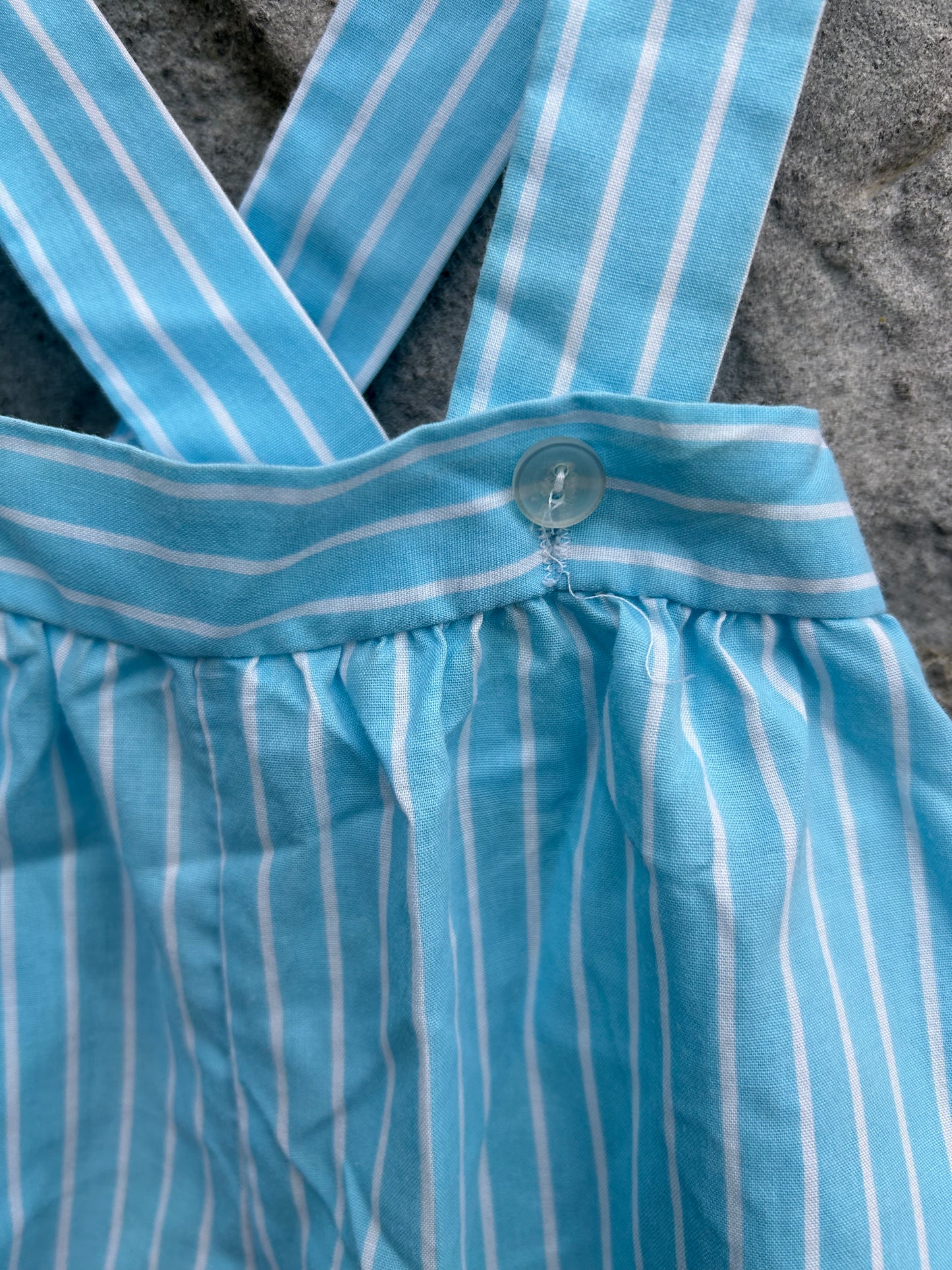 80s blue stripy dungarees 3-6m (62-68cm)