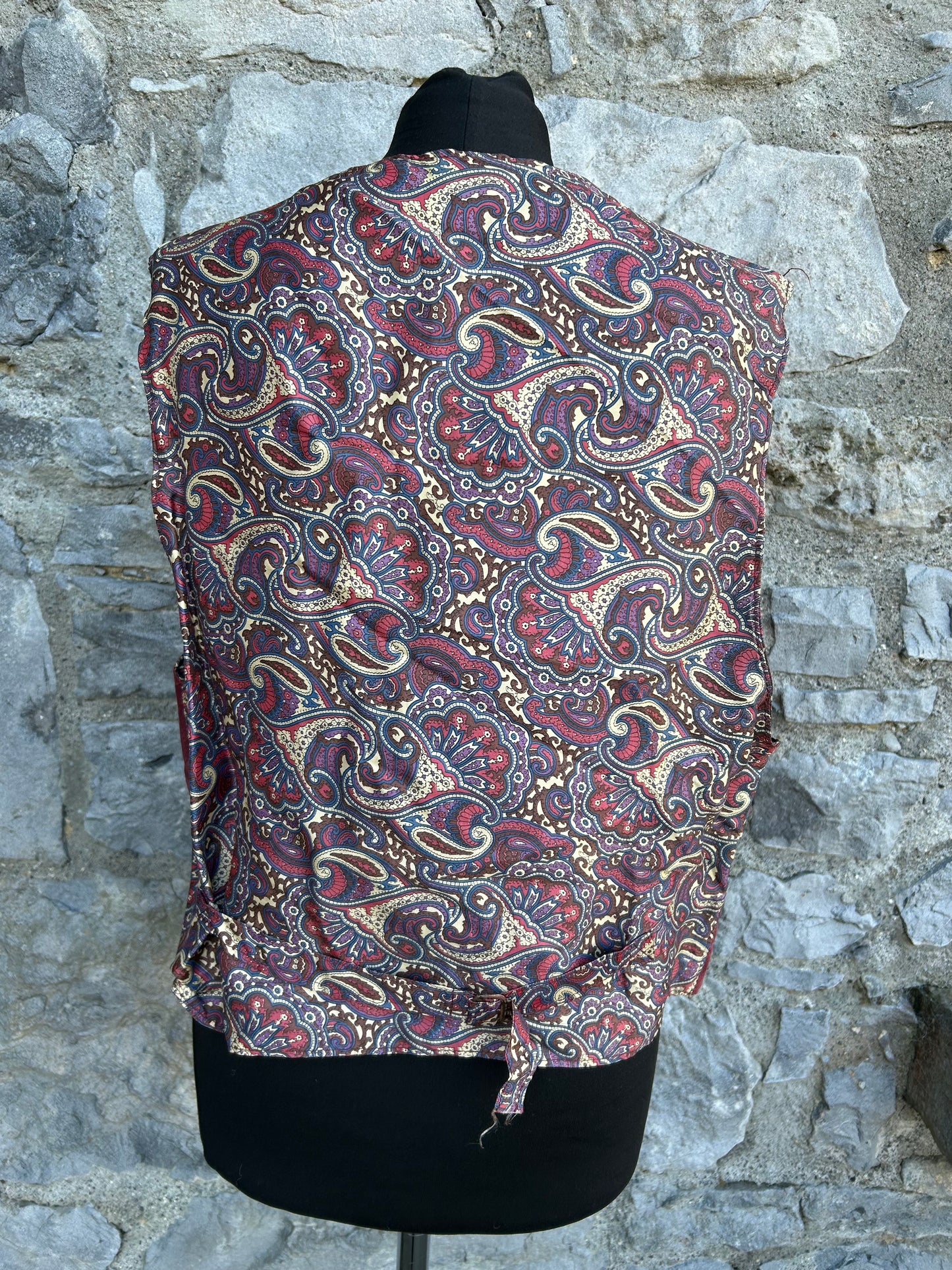 80s quilted maroon&paisley waistcoat Large