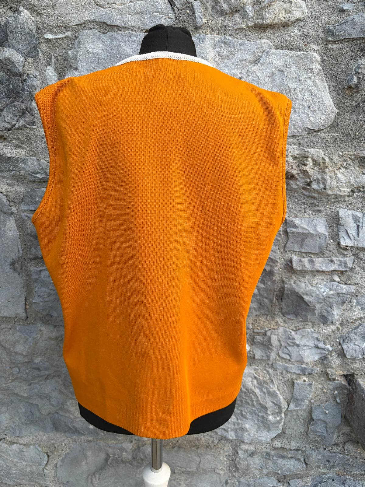 70s orange&blue patterned open gilet uk 14-16