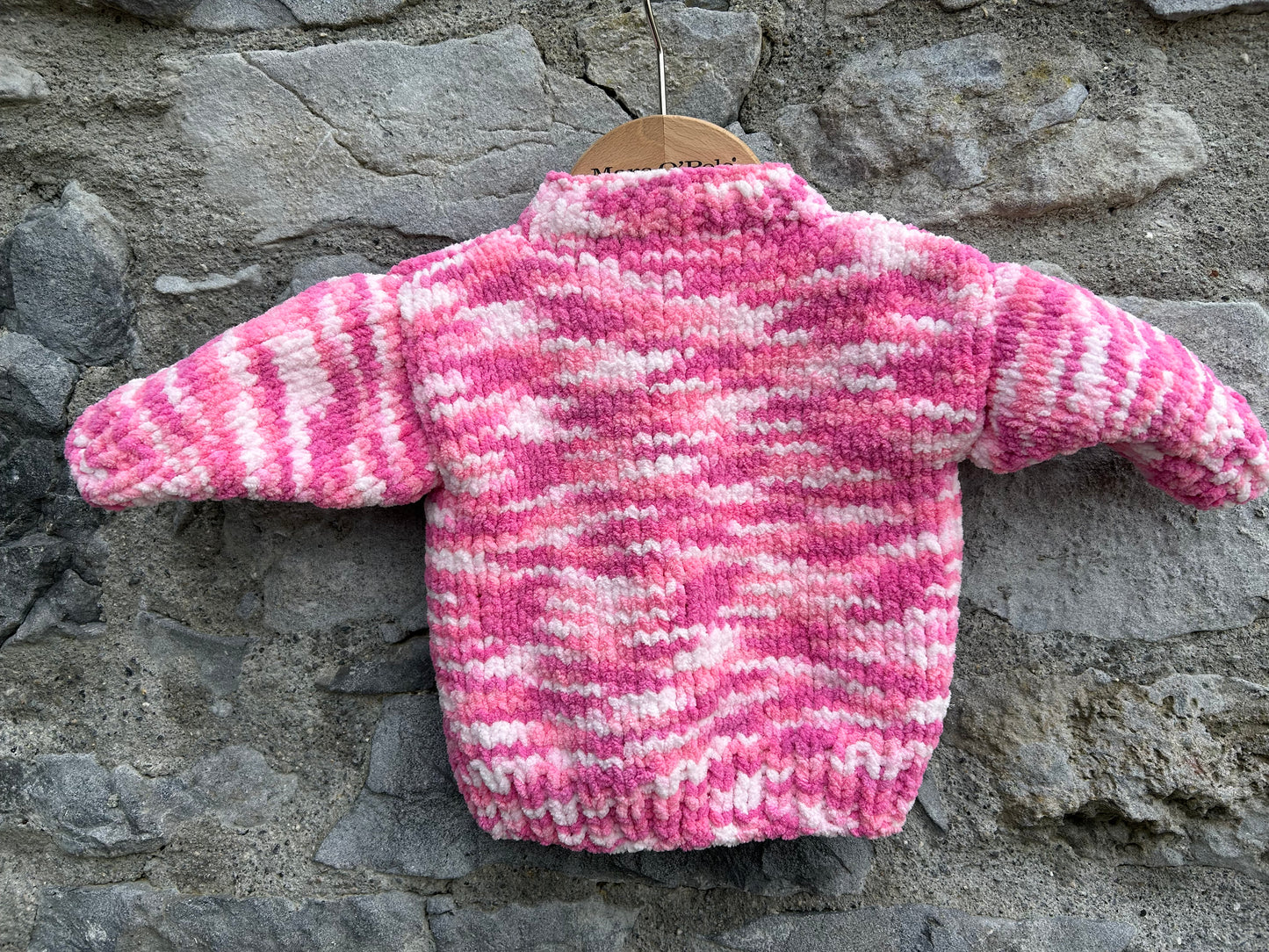 Pink melange fleece cardigan 3-6m (62-68cm)