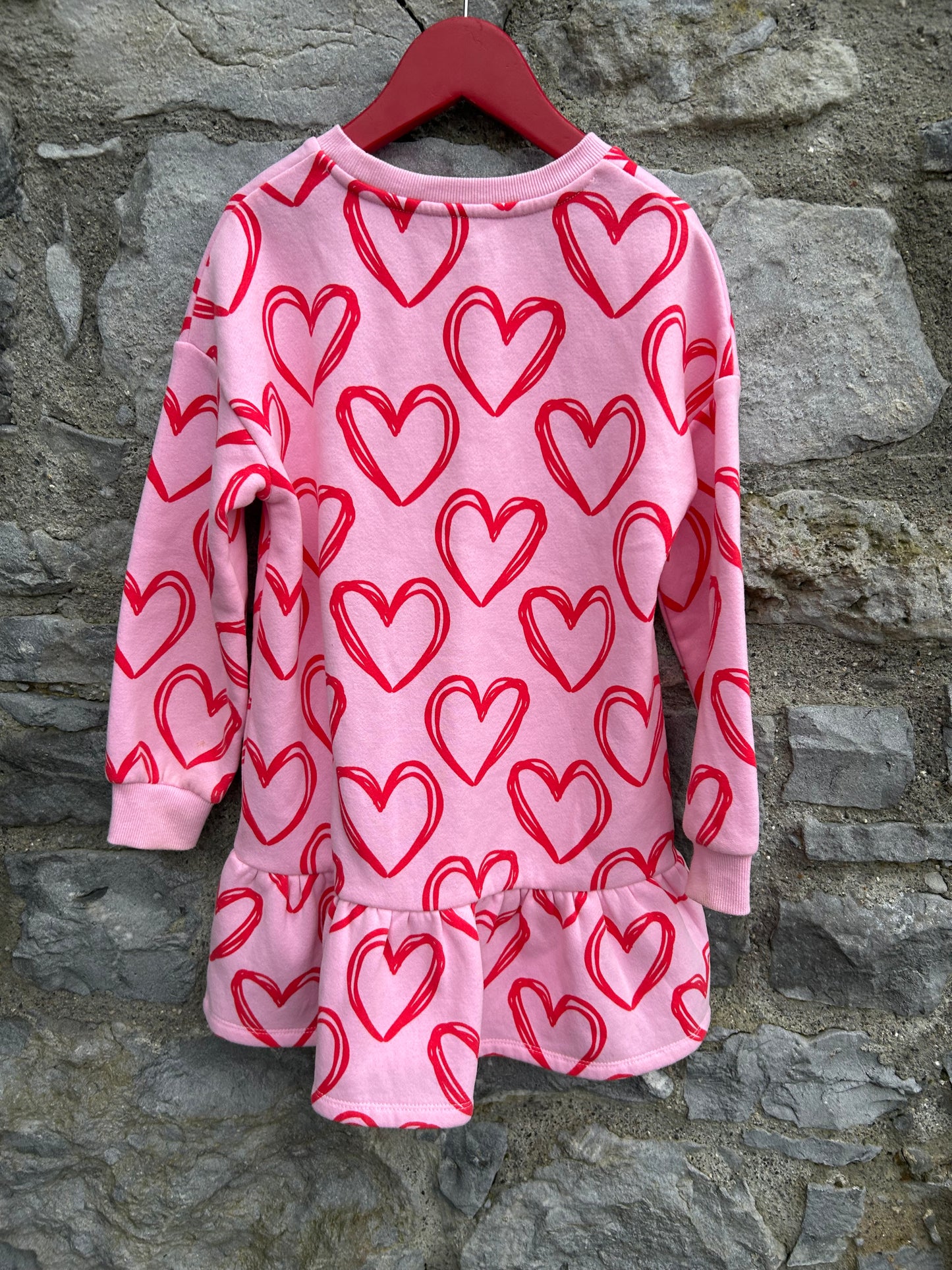Hearts pink sweat dress 6-7y (116-122cm)