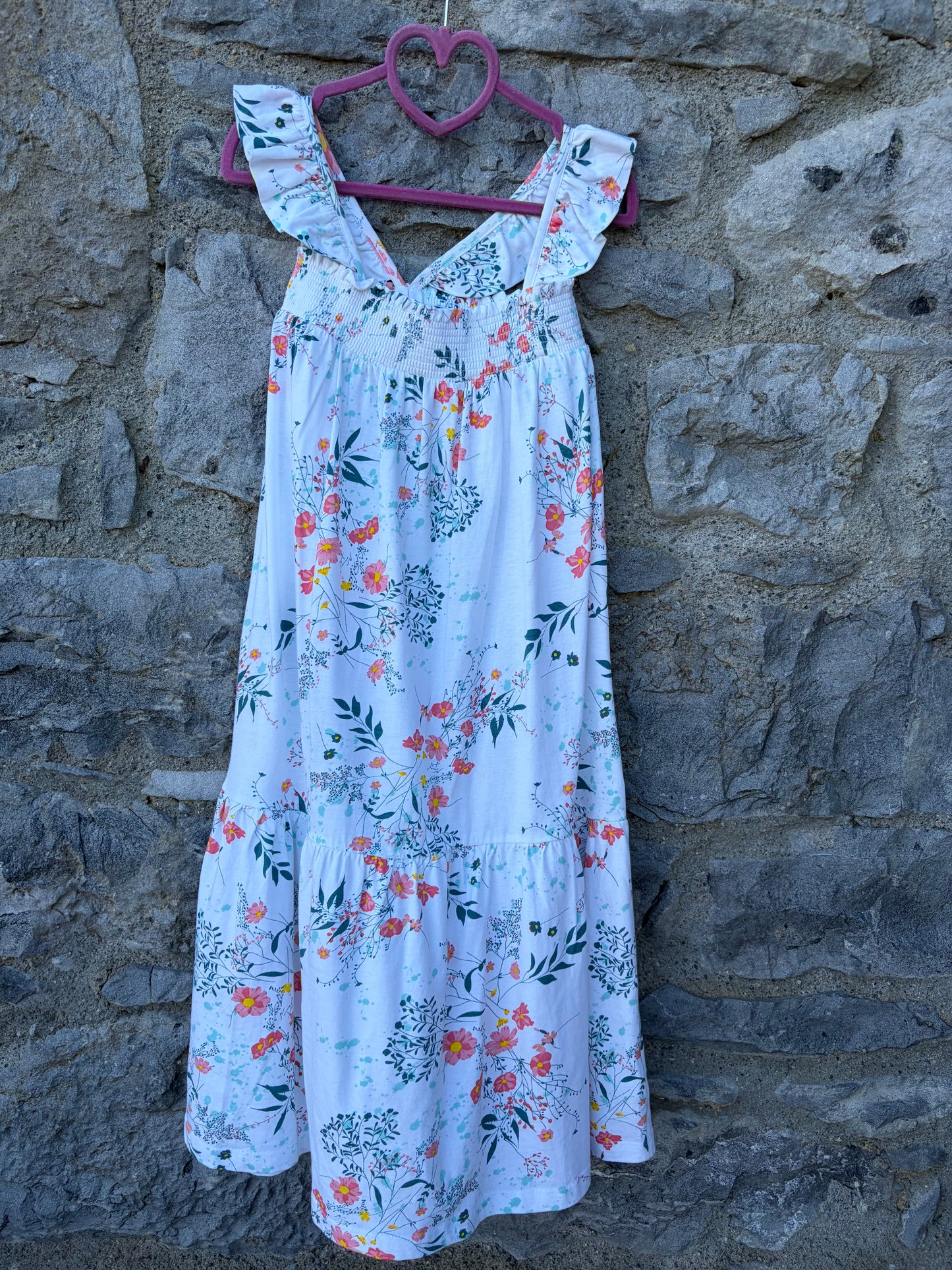 White floral tiered dress 9-10y (134-140cm)