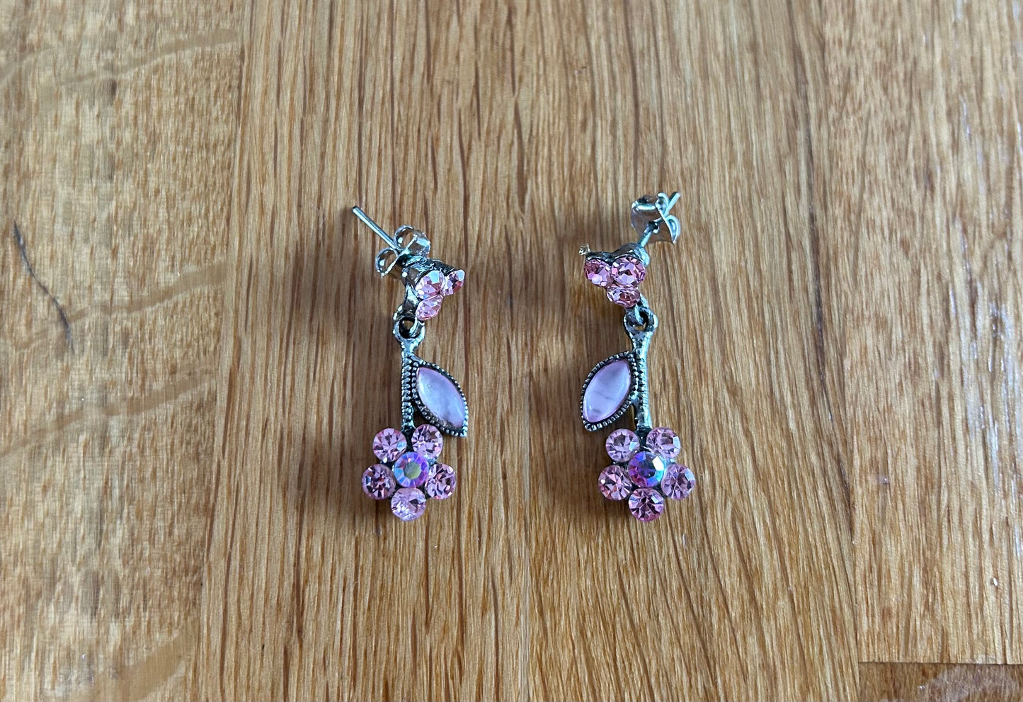 Pink flower earrings