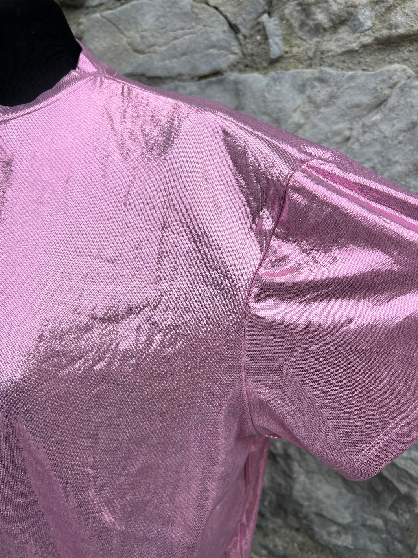 Pink shiny T-shirt 13-14y (158-164cm)