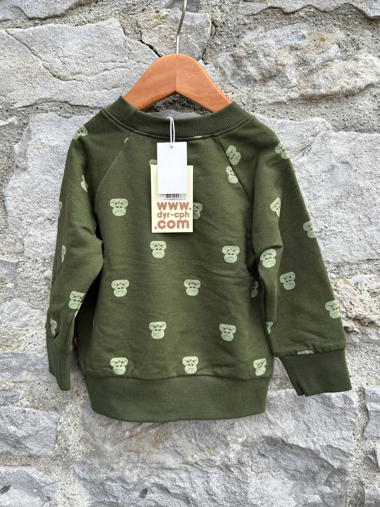 Angry gorilla khaki sweatshirt 12-18m (80-86cm)