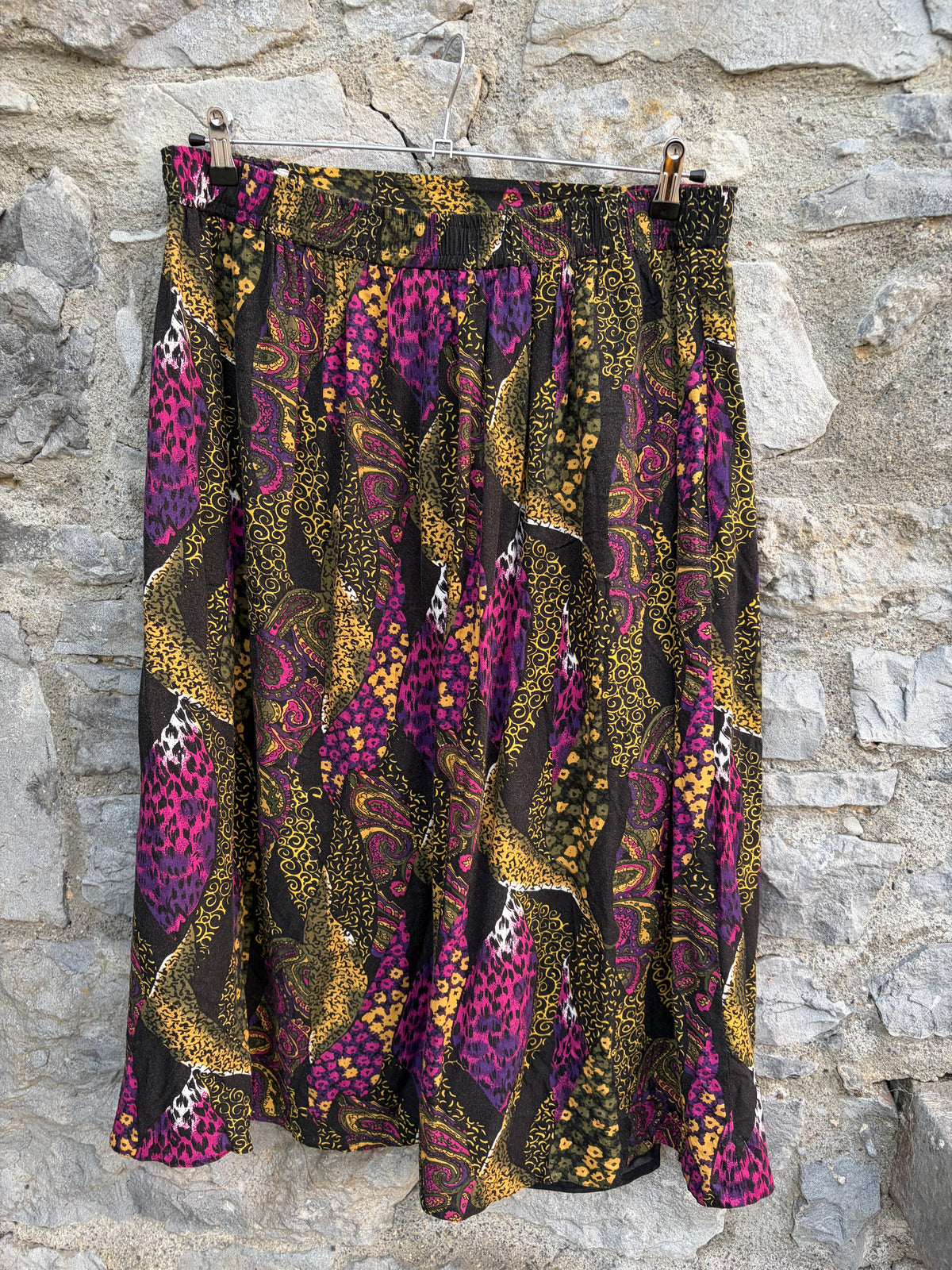 80s gold&purple abstract skirt uk 16