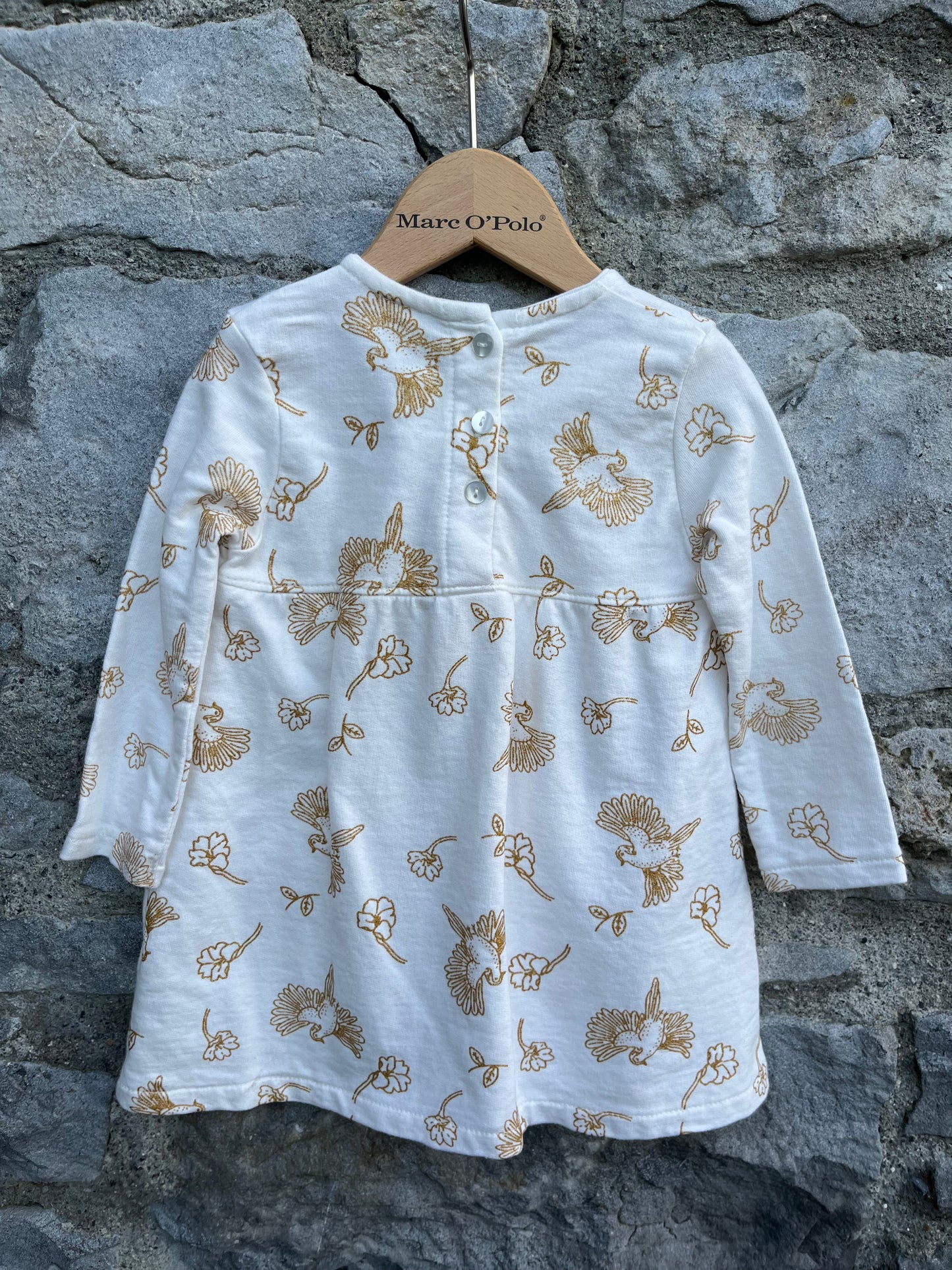Gold Flowers&birds dress 9-12m (74-80cm)
