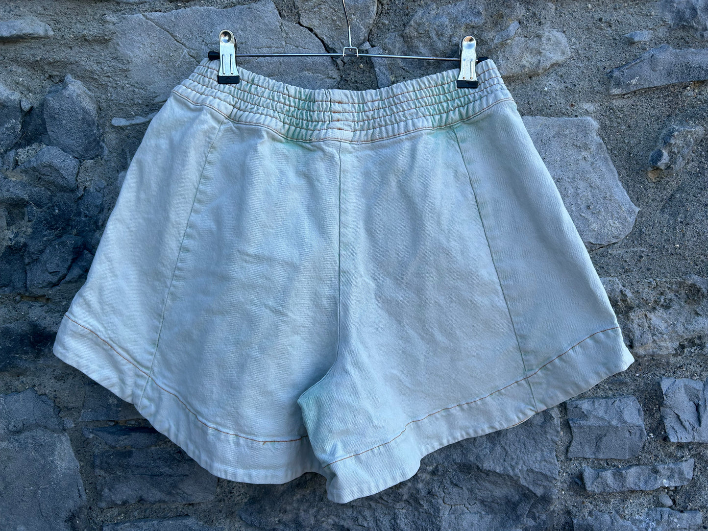90s pale green denim shorts uk 10-12