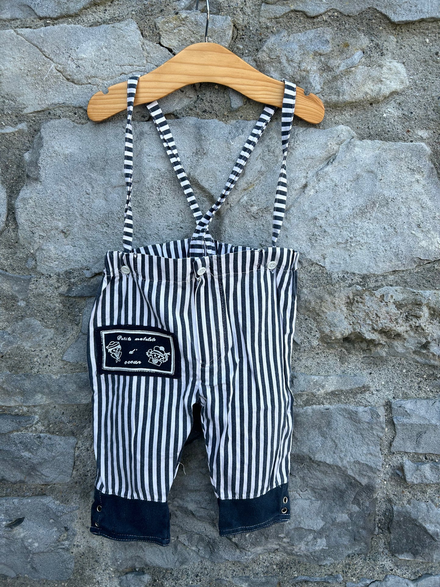 90s black stripy dungarees 6m (68cm)