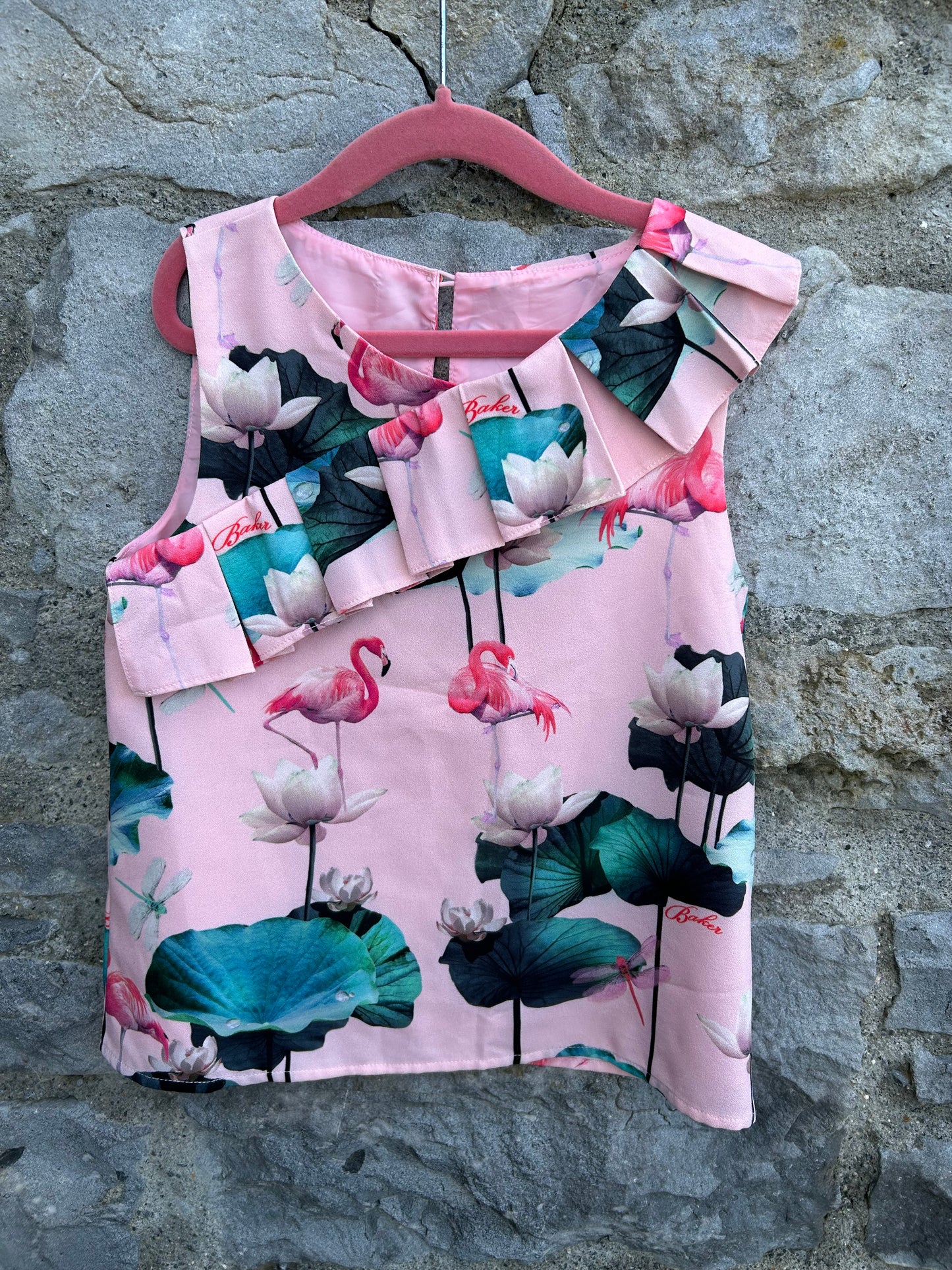 Water lilies&flamingo top 9y (134cm)