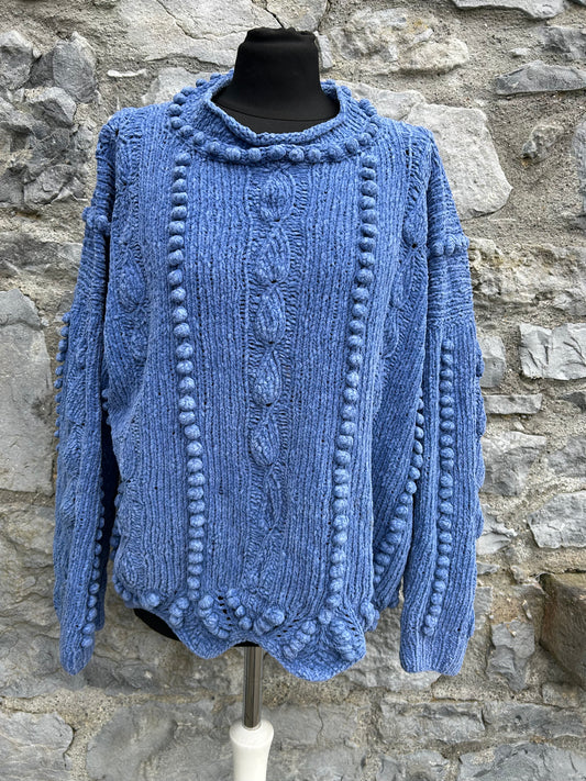 90s blue chunky knit jumper uk 14-16