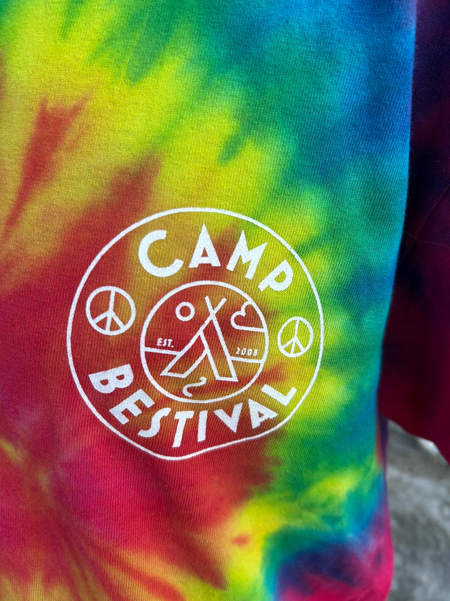 Tie dye camp Bestival T-shirt Small