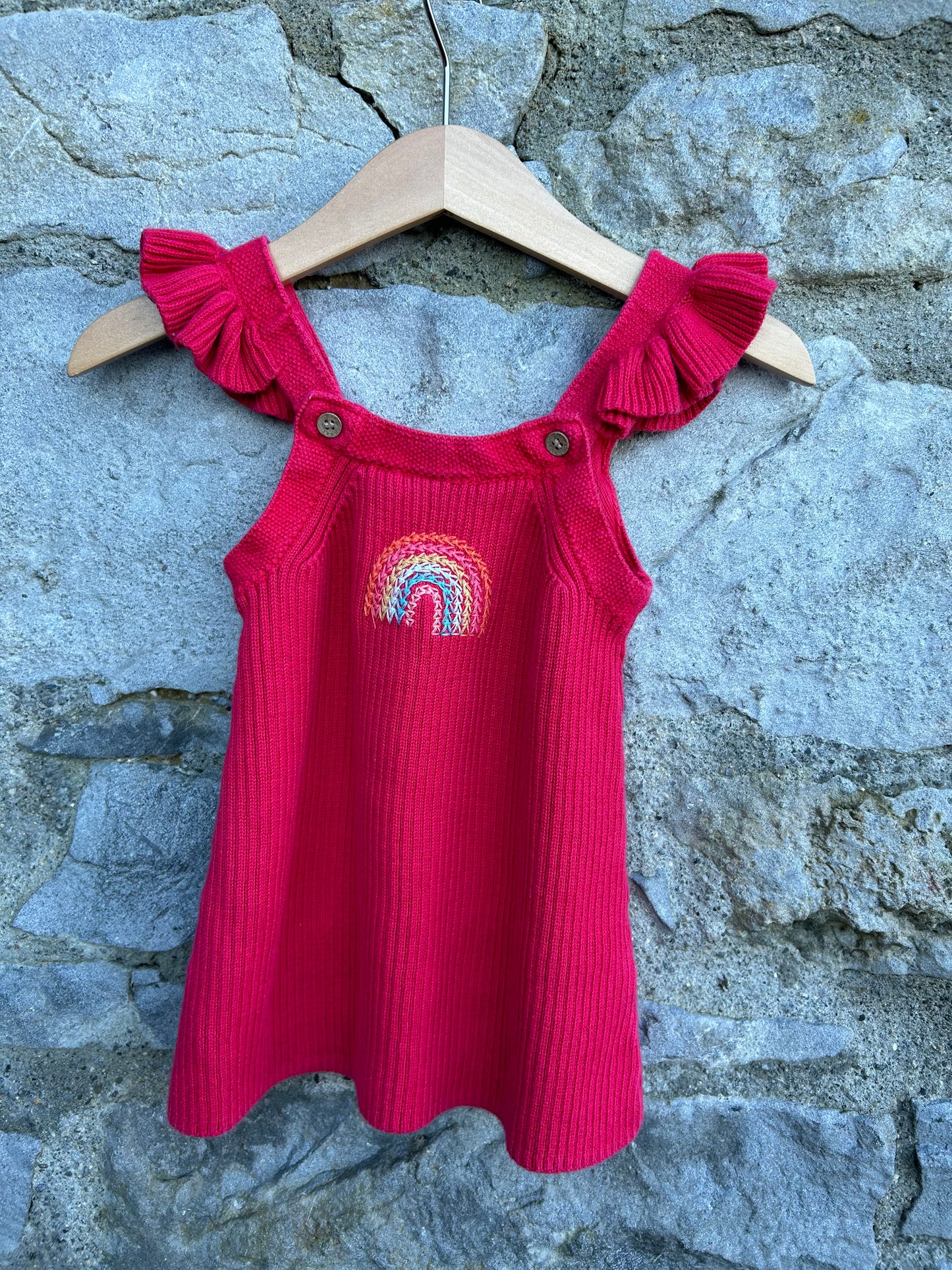 Rainbow pink pinafore 3-6m (62-68cm)