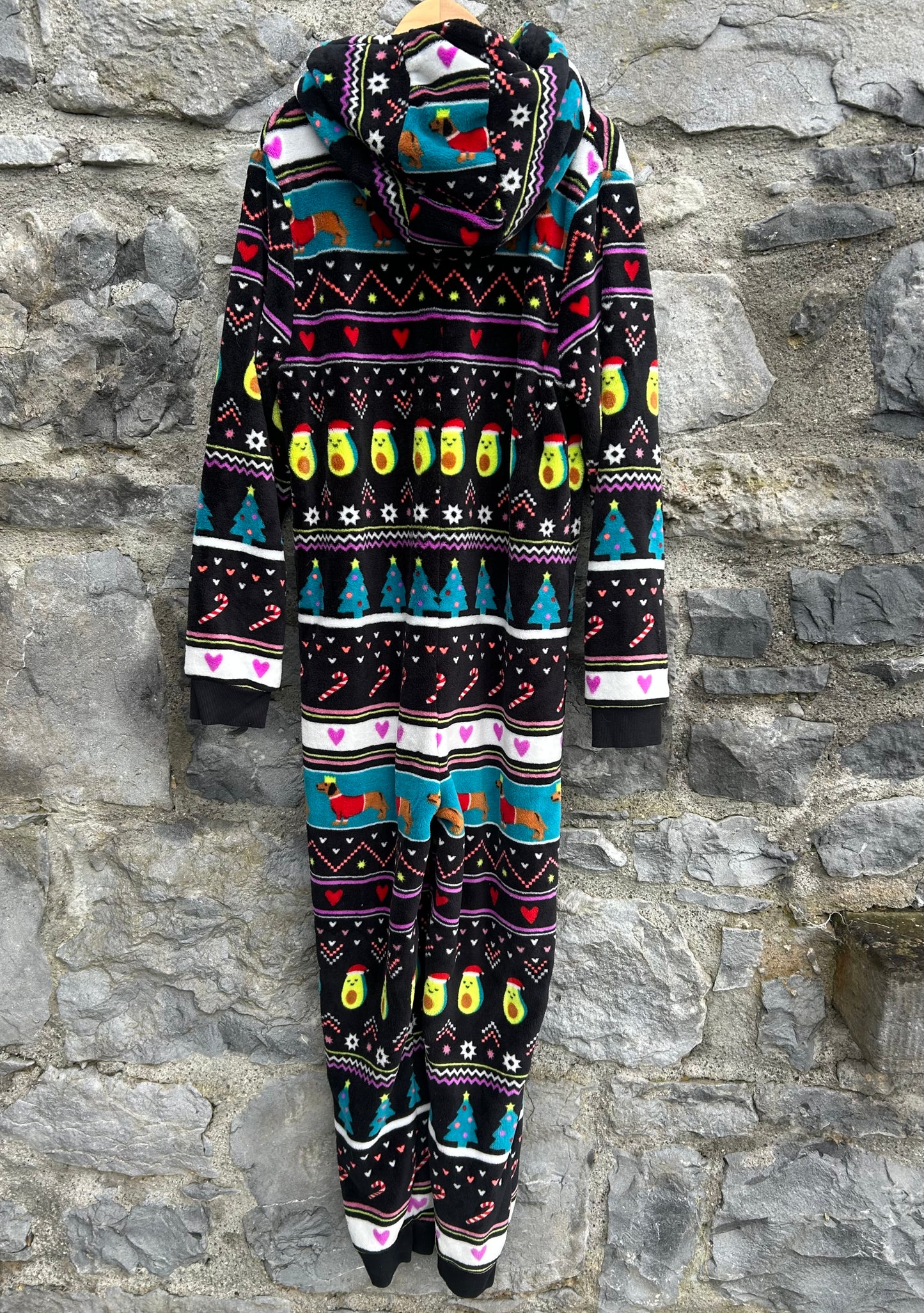 Christmas prints panel fleece onesie 12-13y (152-158cm)