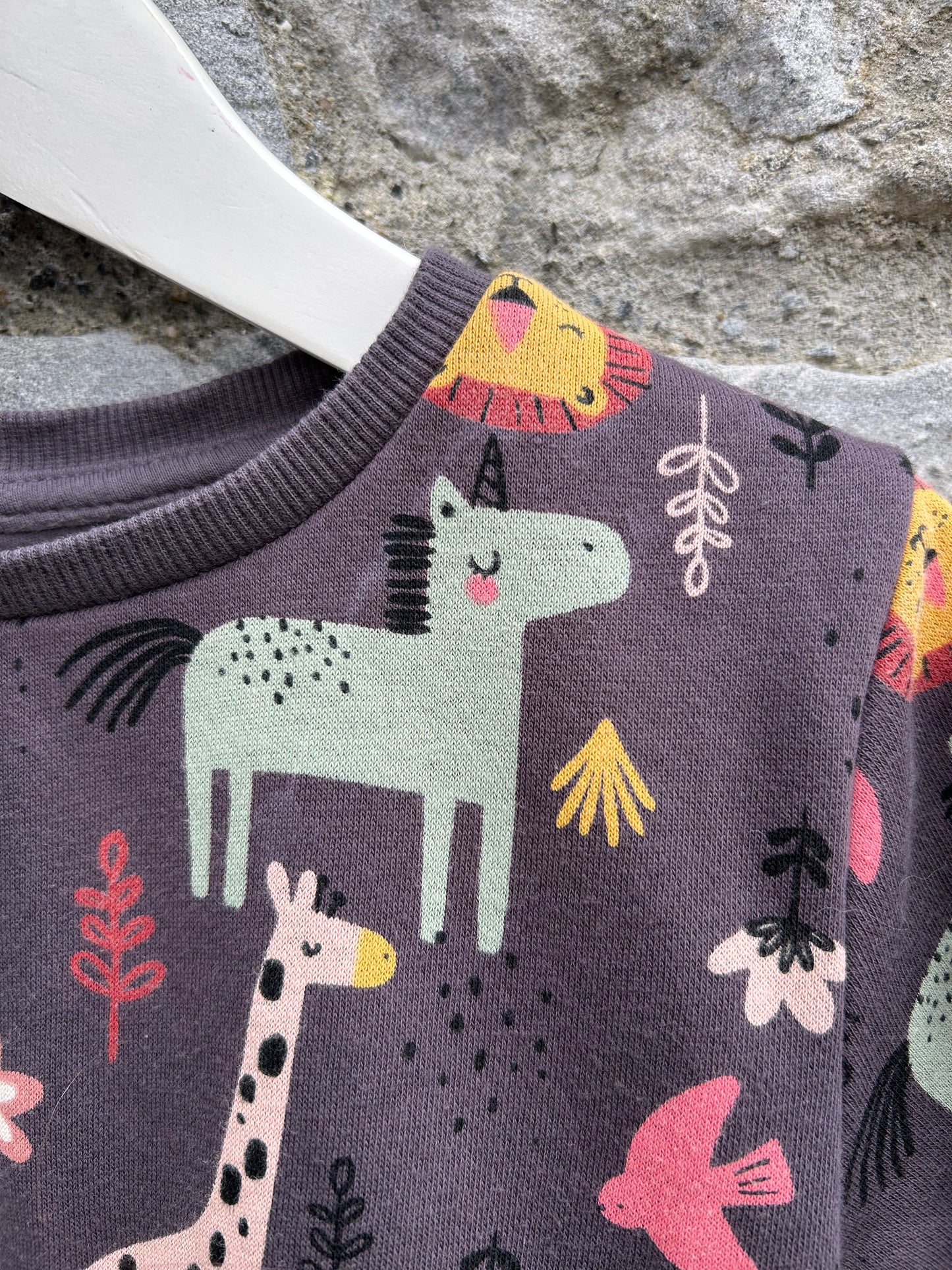 Wild animals charcoal sweat dress 5-6y (110-116cm)