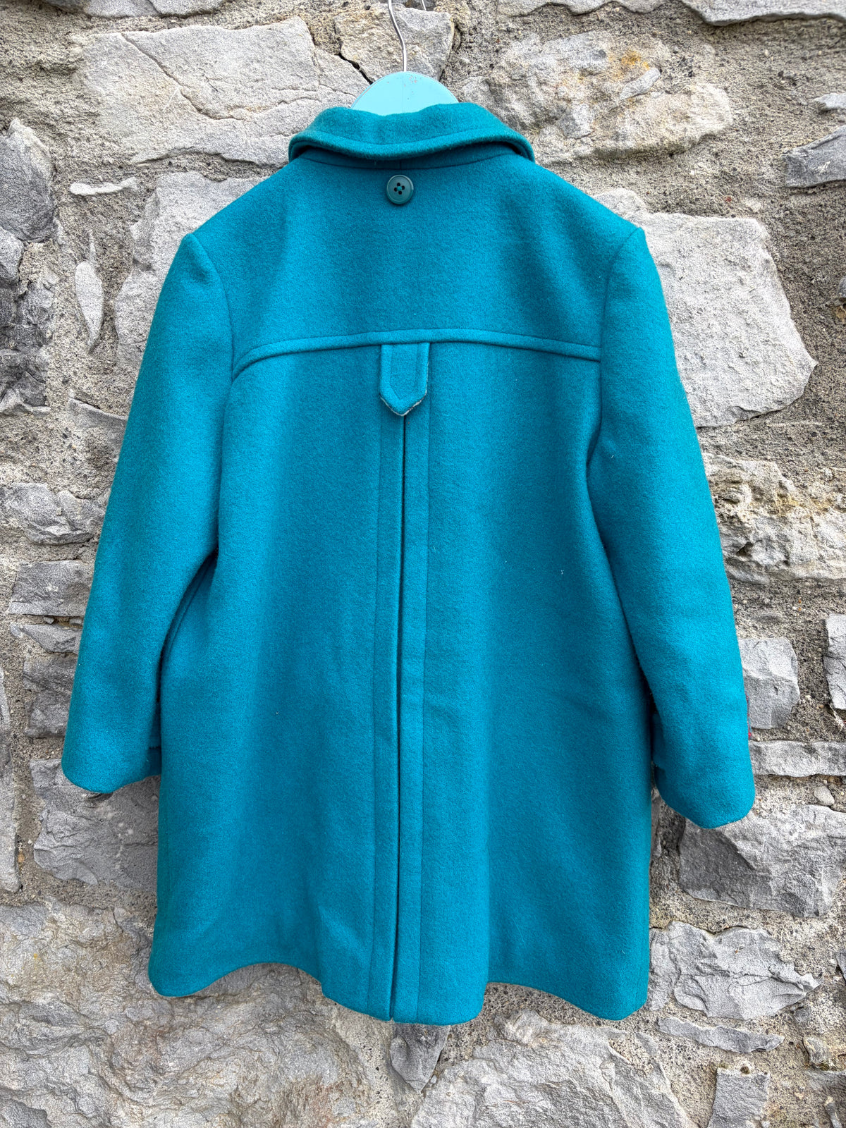 80s aquamarine woolly coat 7y (122cm)