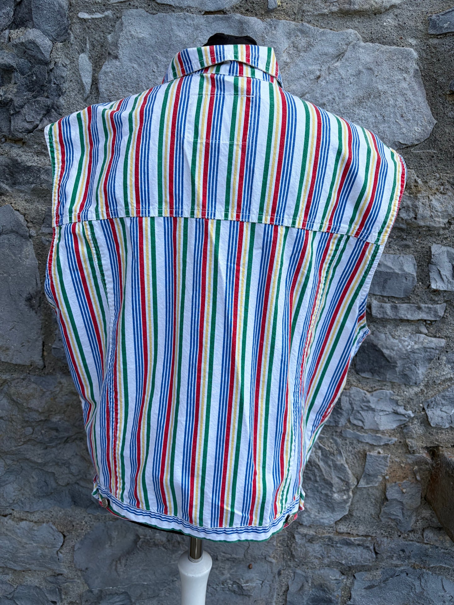 80s colourful stripy gilet uk 14-16