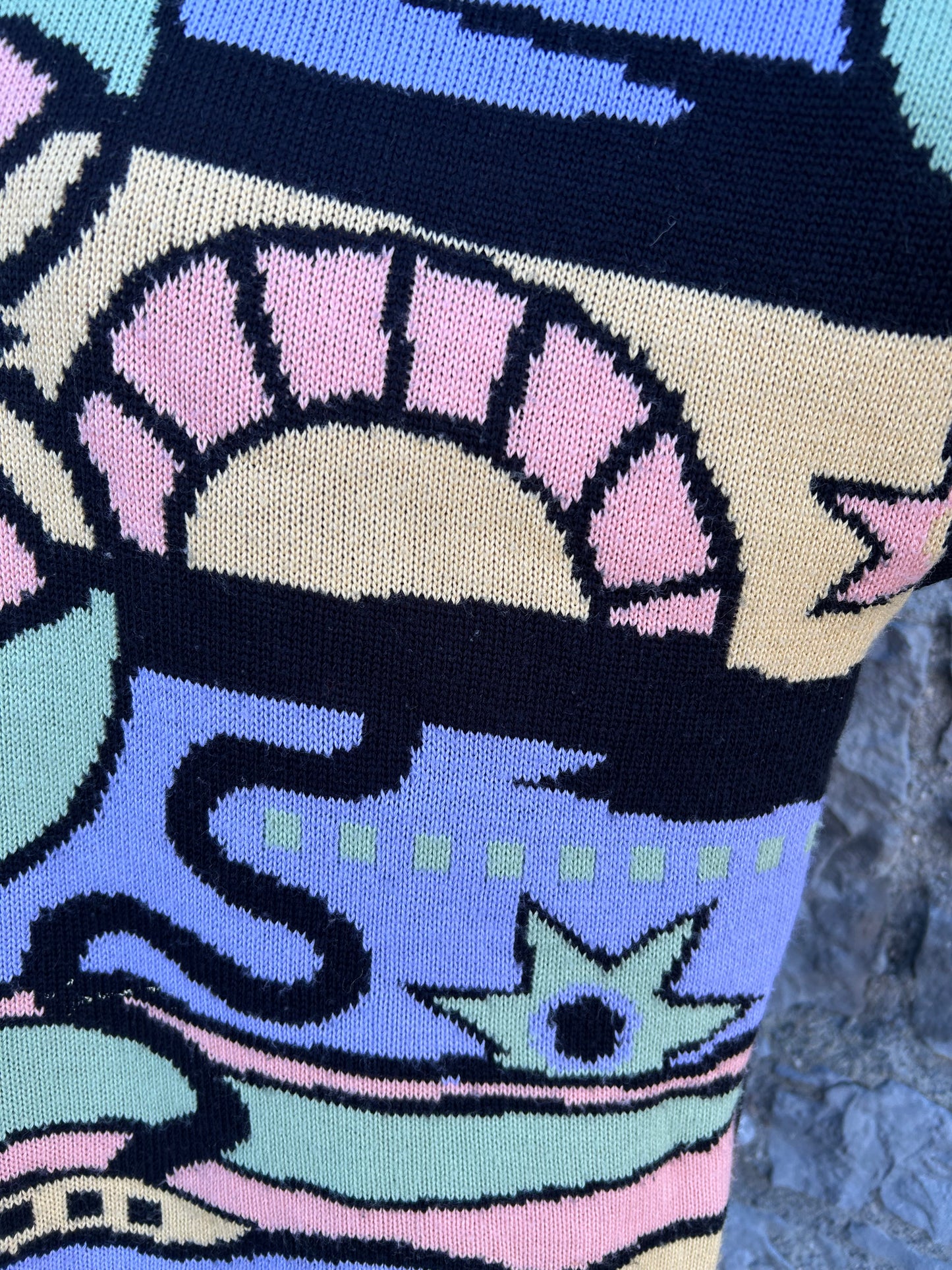 80s pastel abstract flowers jumper