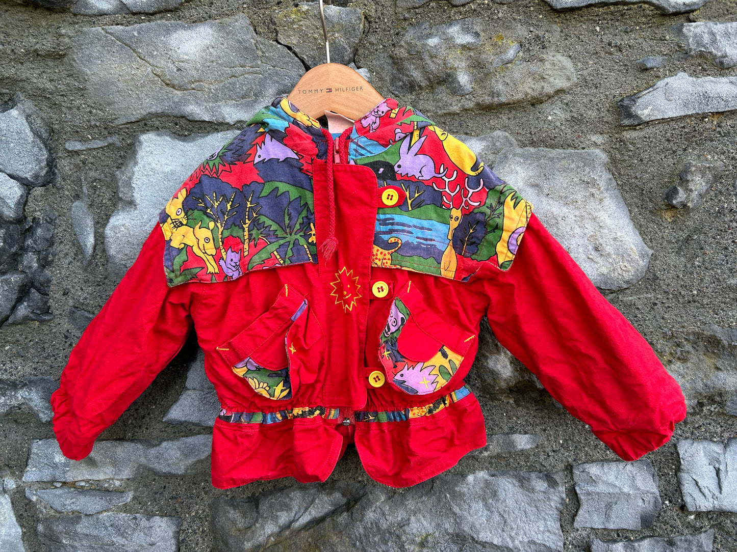 80s jungle animals red jacket 12-18m (80-86cm)
