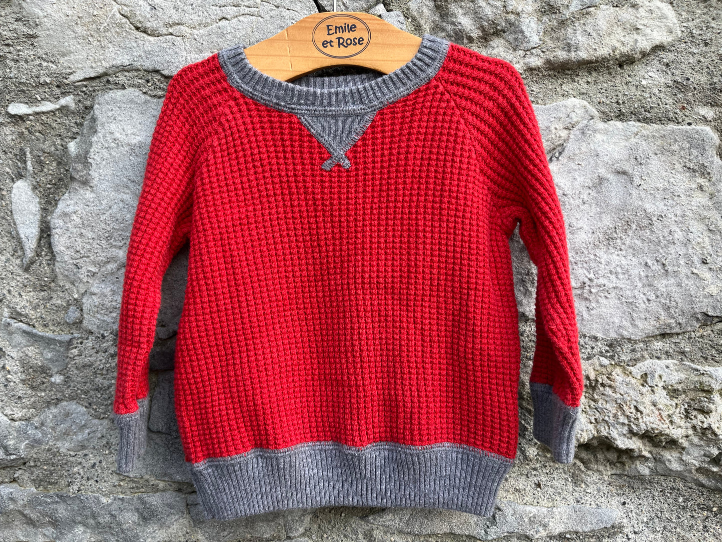 Red waffle jumper 12-18m (80-86cm)