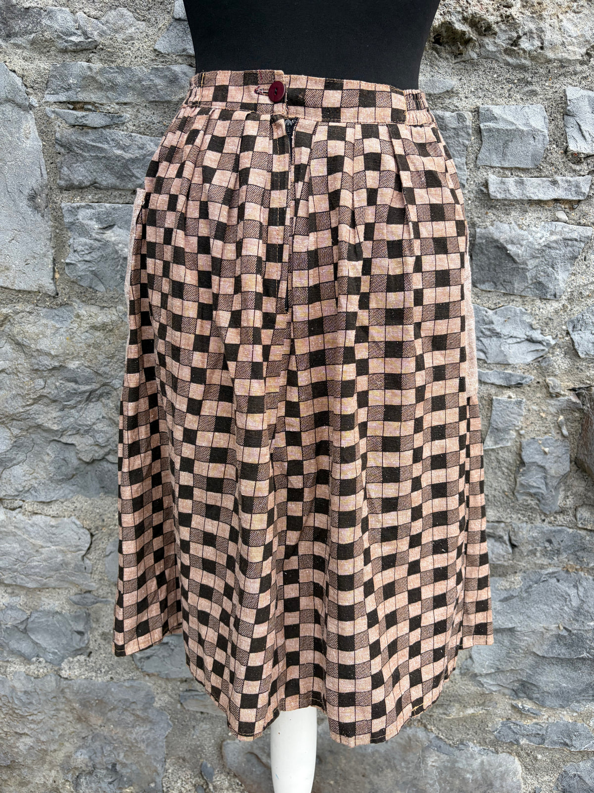 90s brown check skirt uk 6-8