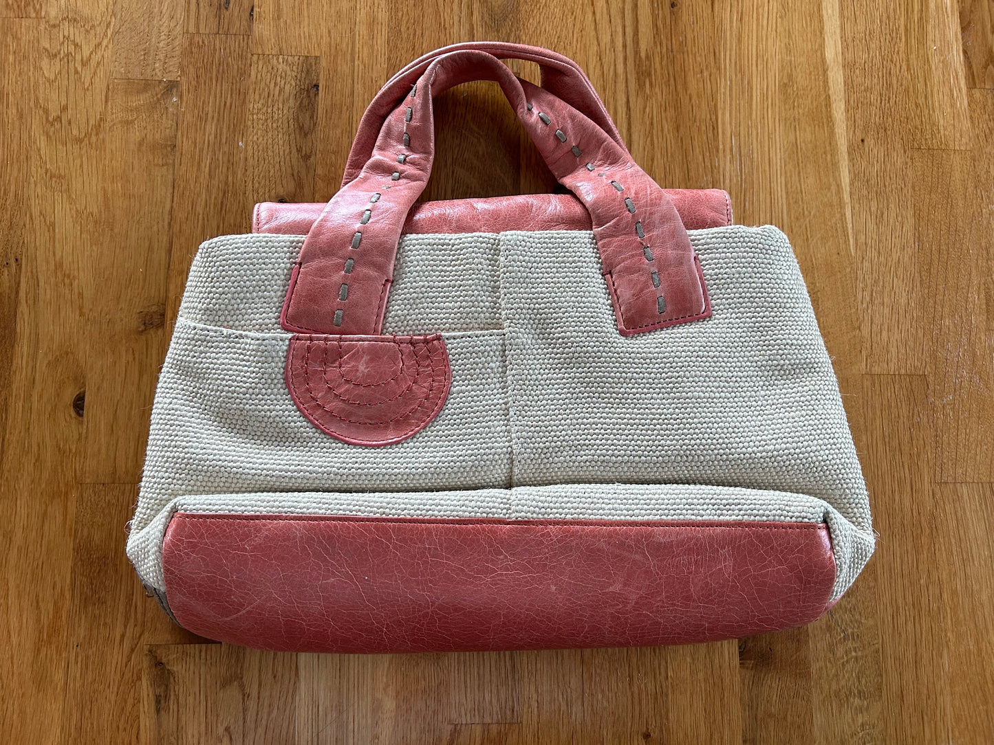 Pink&beige circle handbag