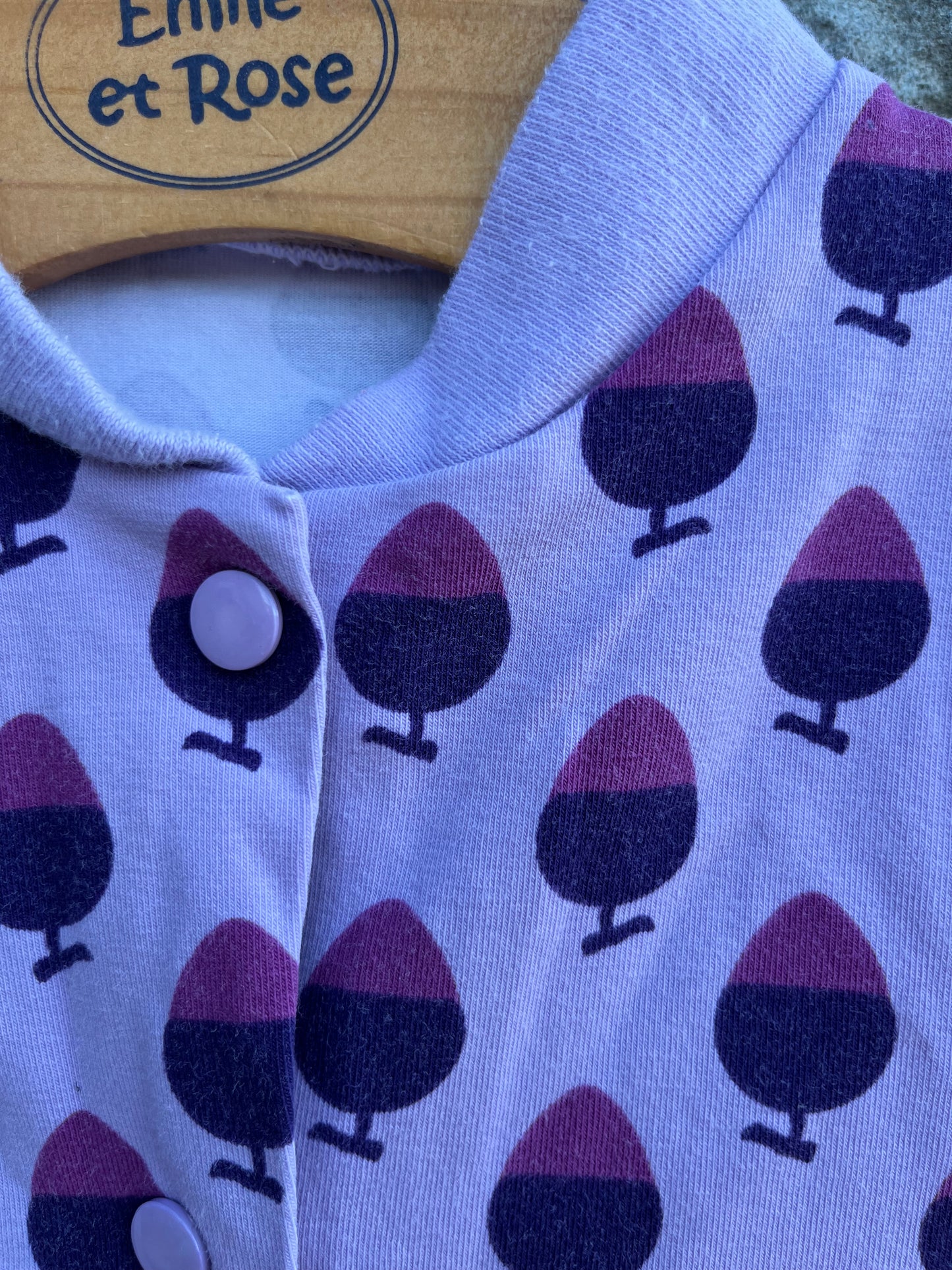 Purple acorn onesie 0-3m (56-62cm)