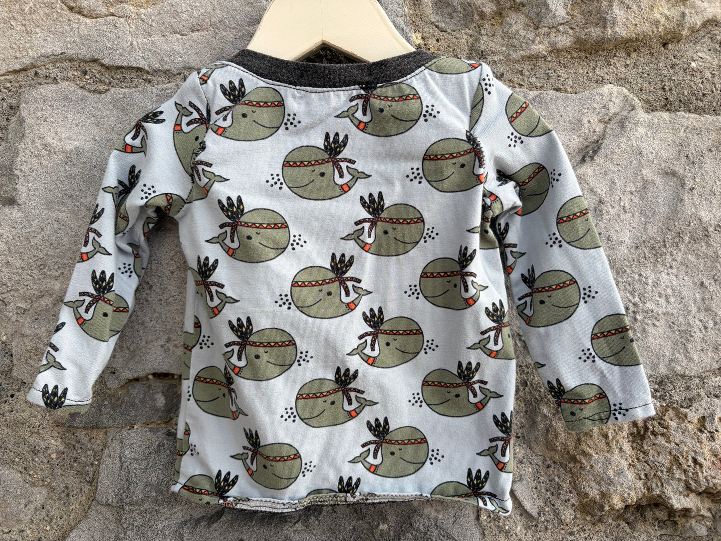 Whales grey top 0-3m (56-62cm)