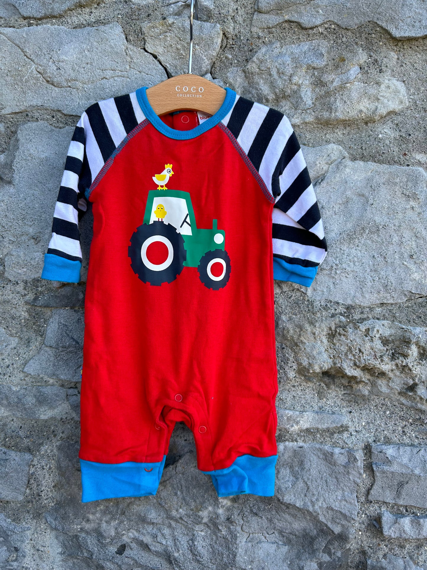 Tractor red onesie 0-3m (56-62cm)
