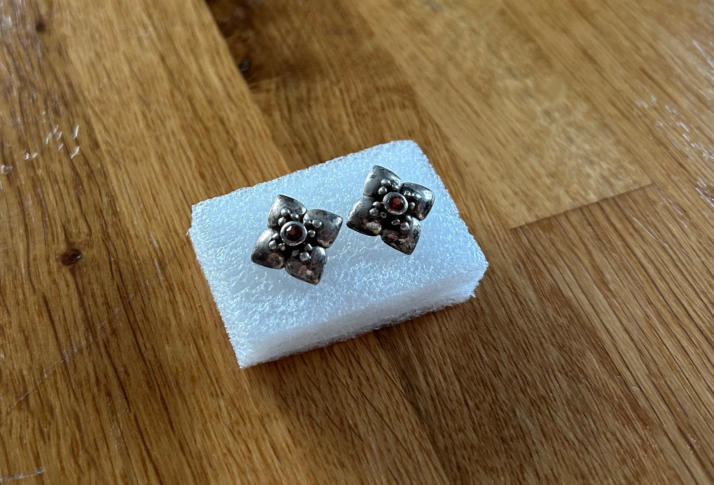 Flower silver earrings