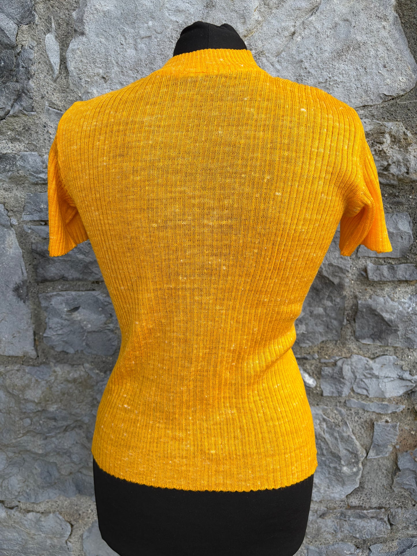 80s yellow ribbed top uk8-10