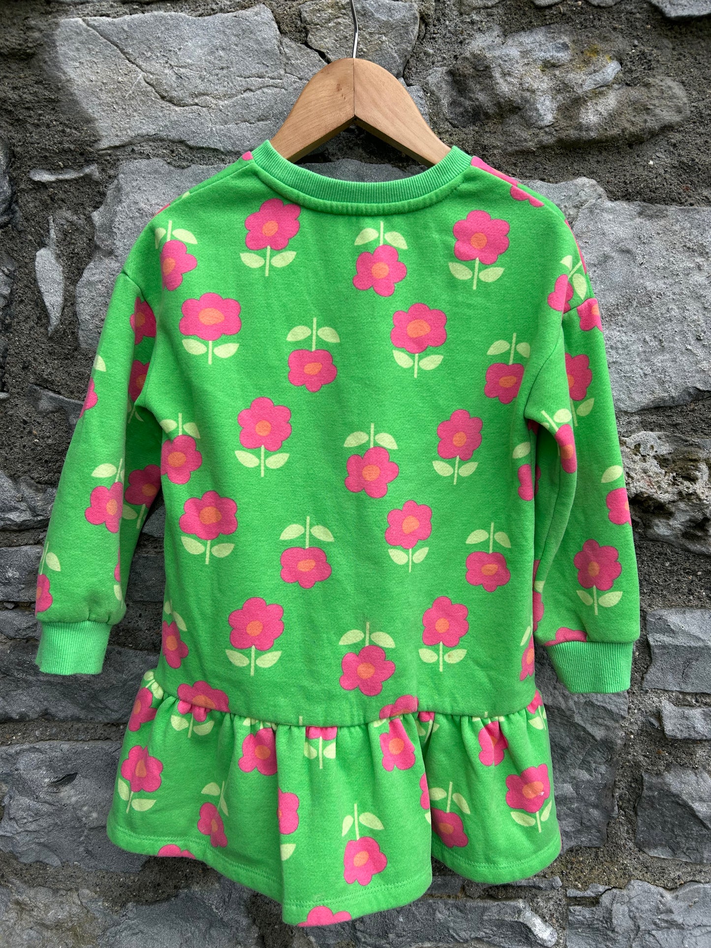 Flowers green sweat tunic 4-5y (104-110cm)