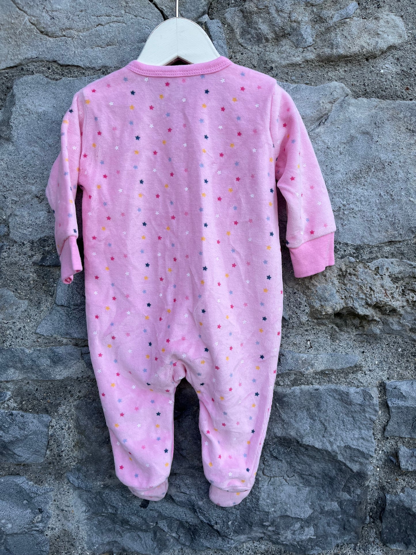 Pink velour onesie 0-3m (56-62cm)