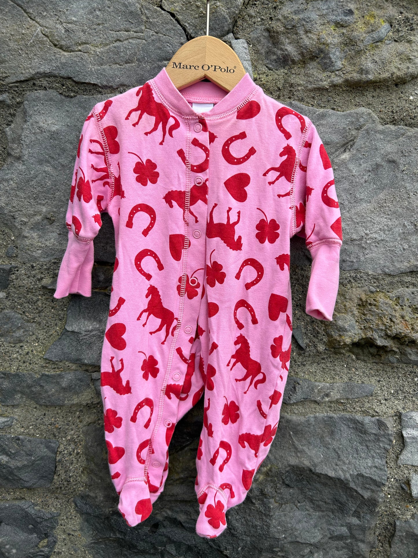 PoP Love horses pink onesie 0-1m (56cm)