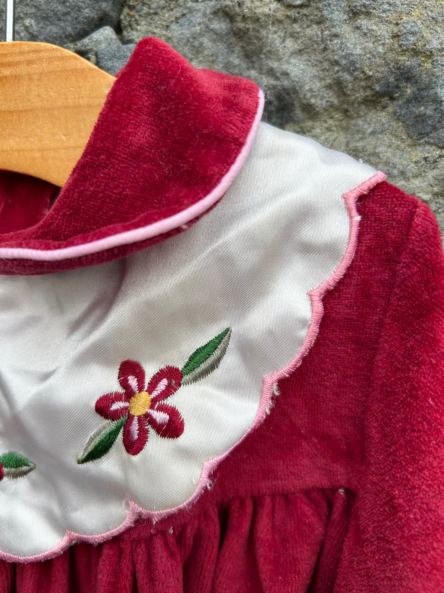 80s red velour dress 9-12m (74-80cm)