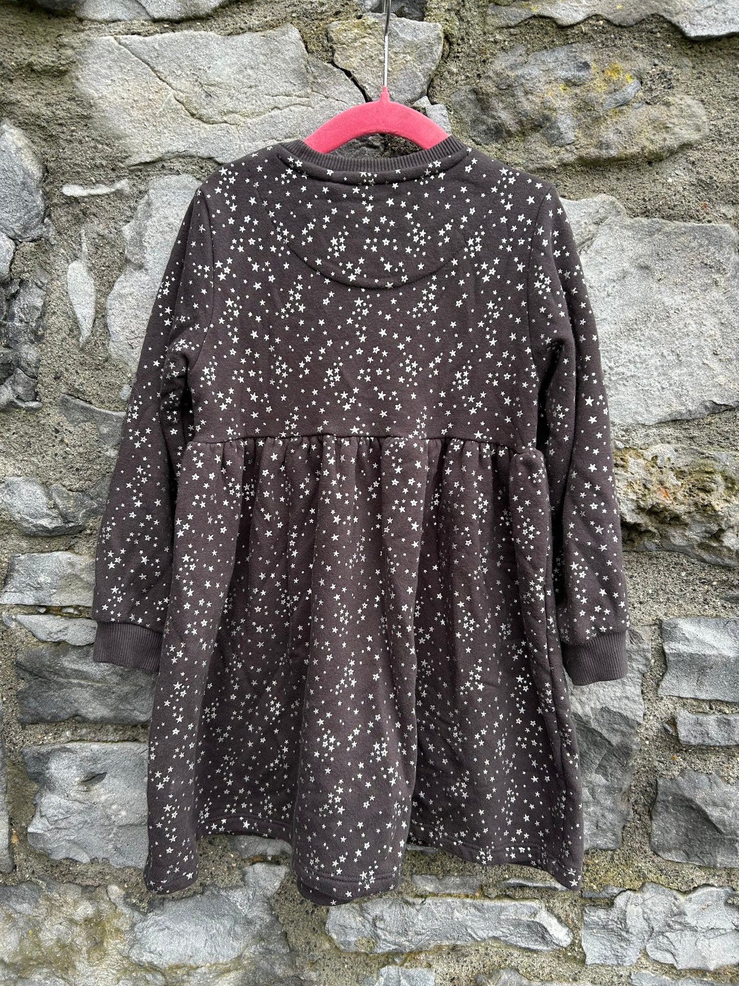 Silver stars charcoal sweat dress 5y (110cm)