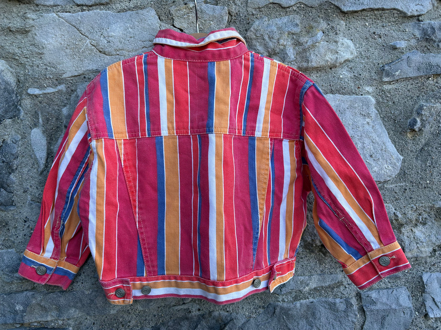 90s red stripy denim jacket 3-4y (98-104cm)