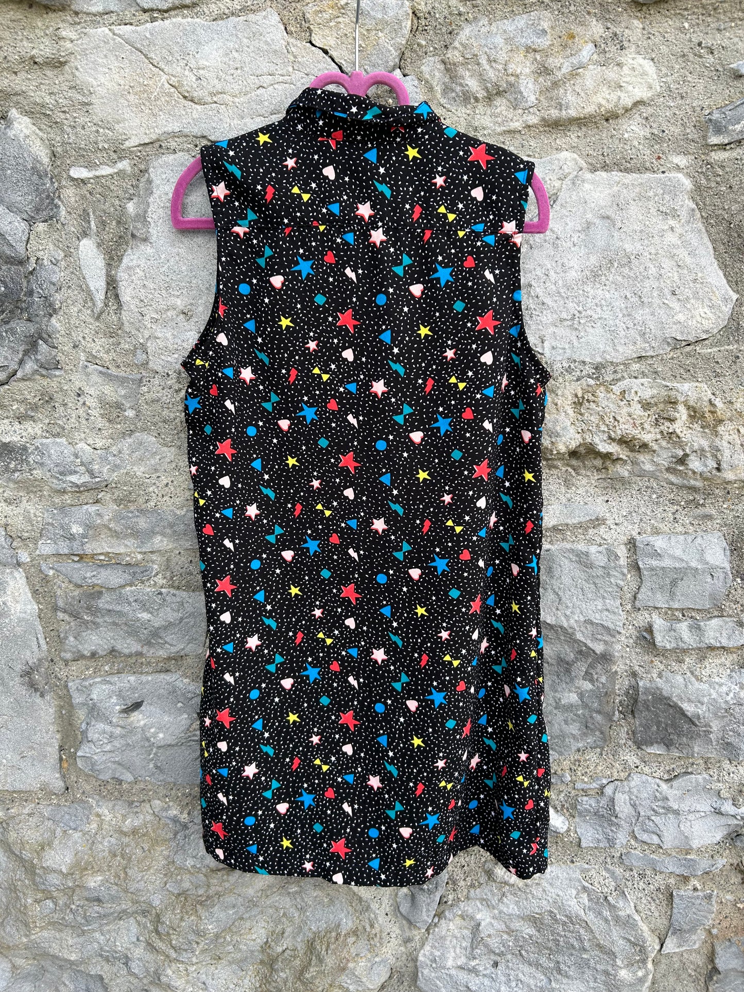 Colourful spots black sleeveless top 10-11y (140-146cm)