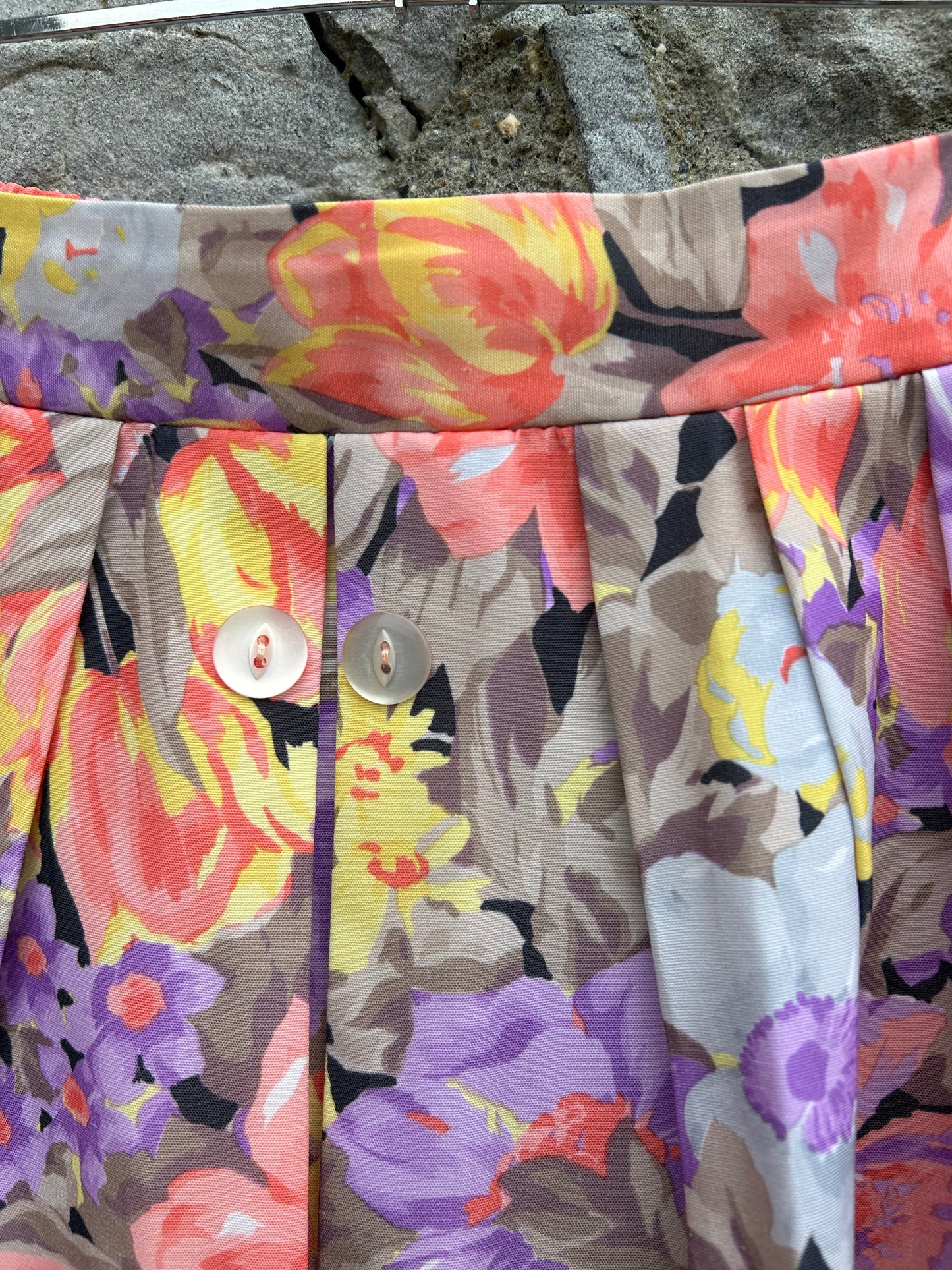 80s purple&orange flowers skirt uk 18