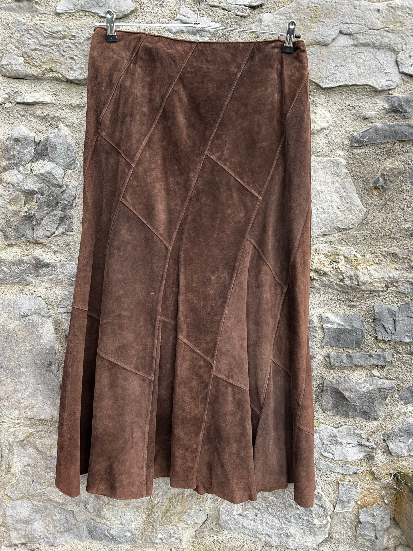 90s brown suede maxi skirt uk 12-14