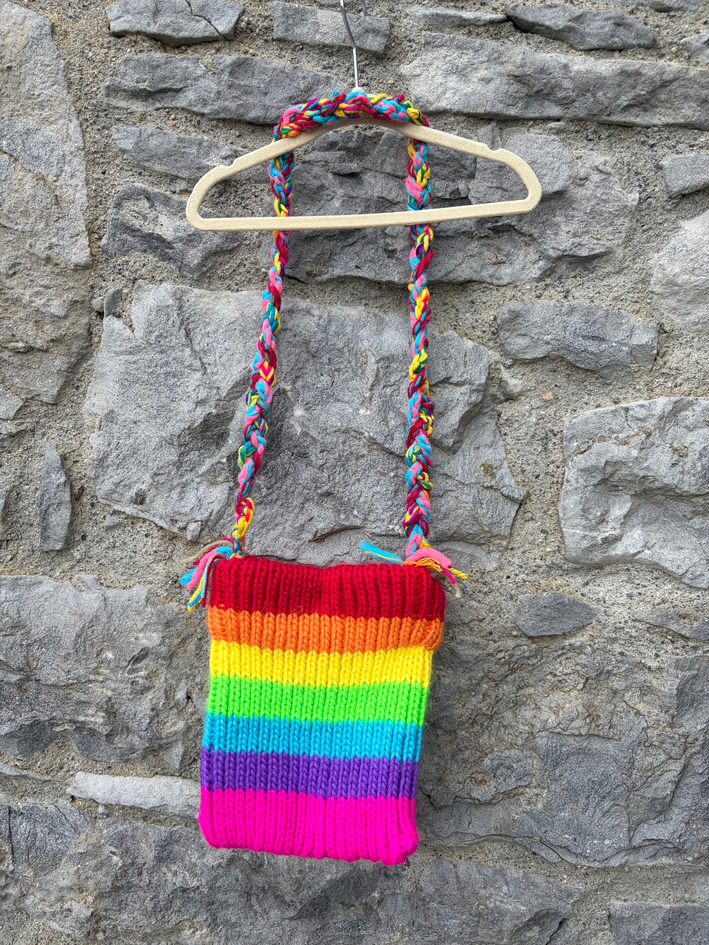 Rainbow knitted bag