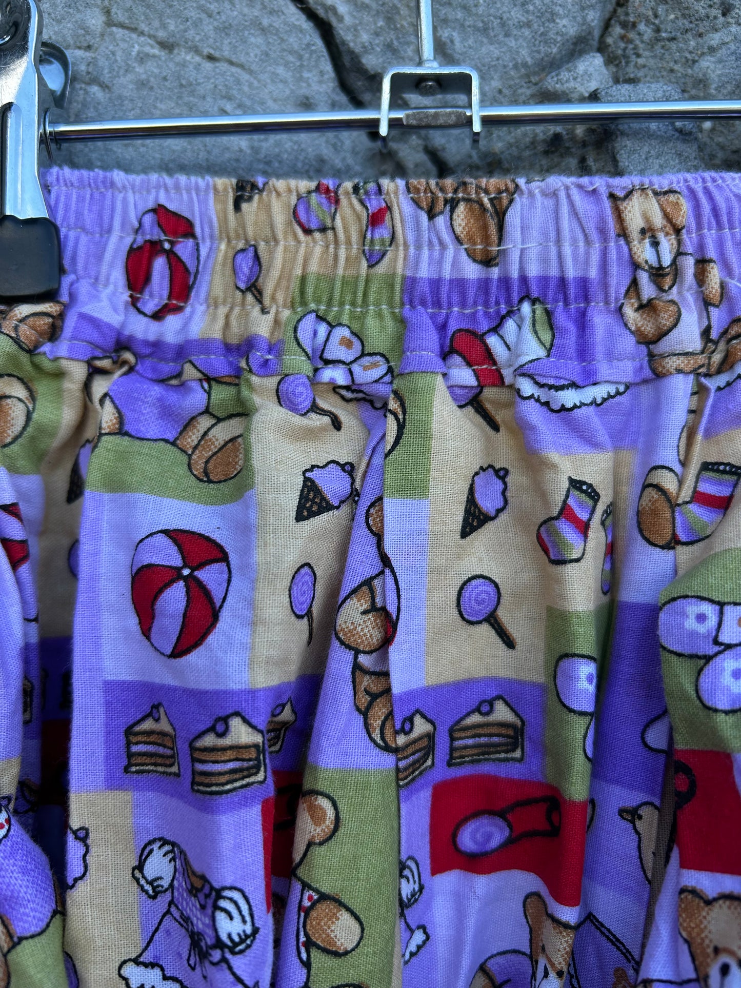 80s purple patchwork long skirt 2-3y (92-98cm)