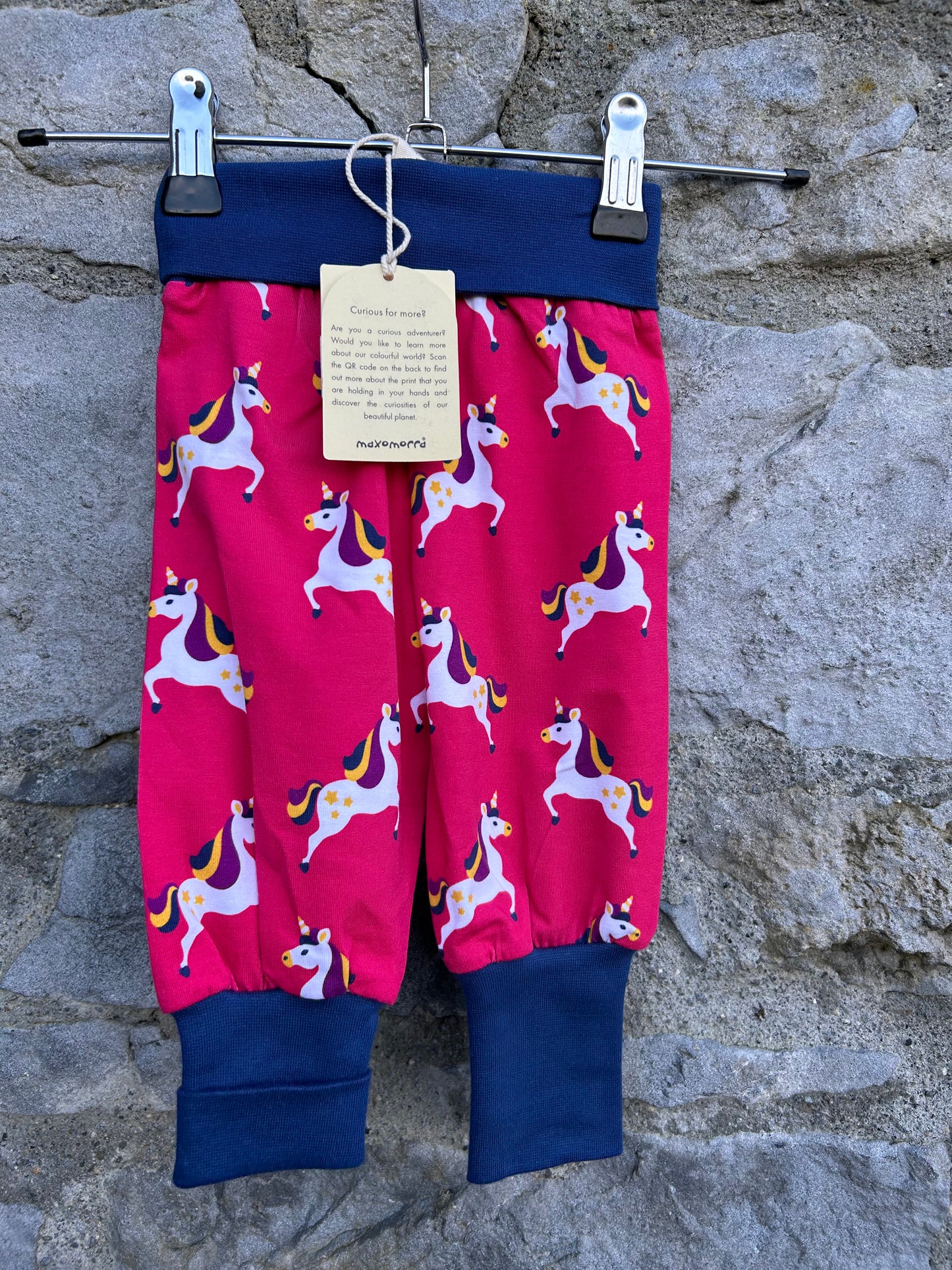 Pink unicorn rib pants 3-6m (62-68cm)
