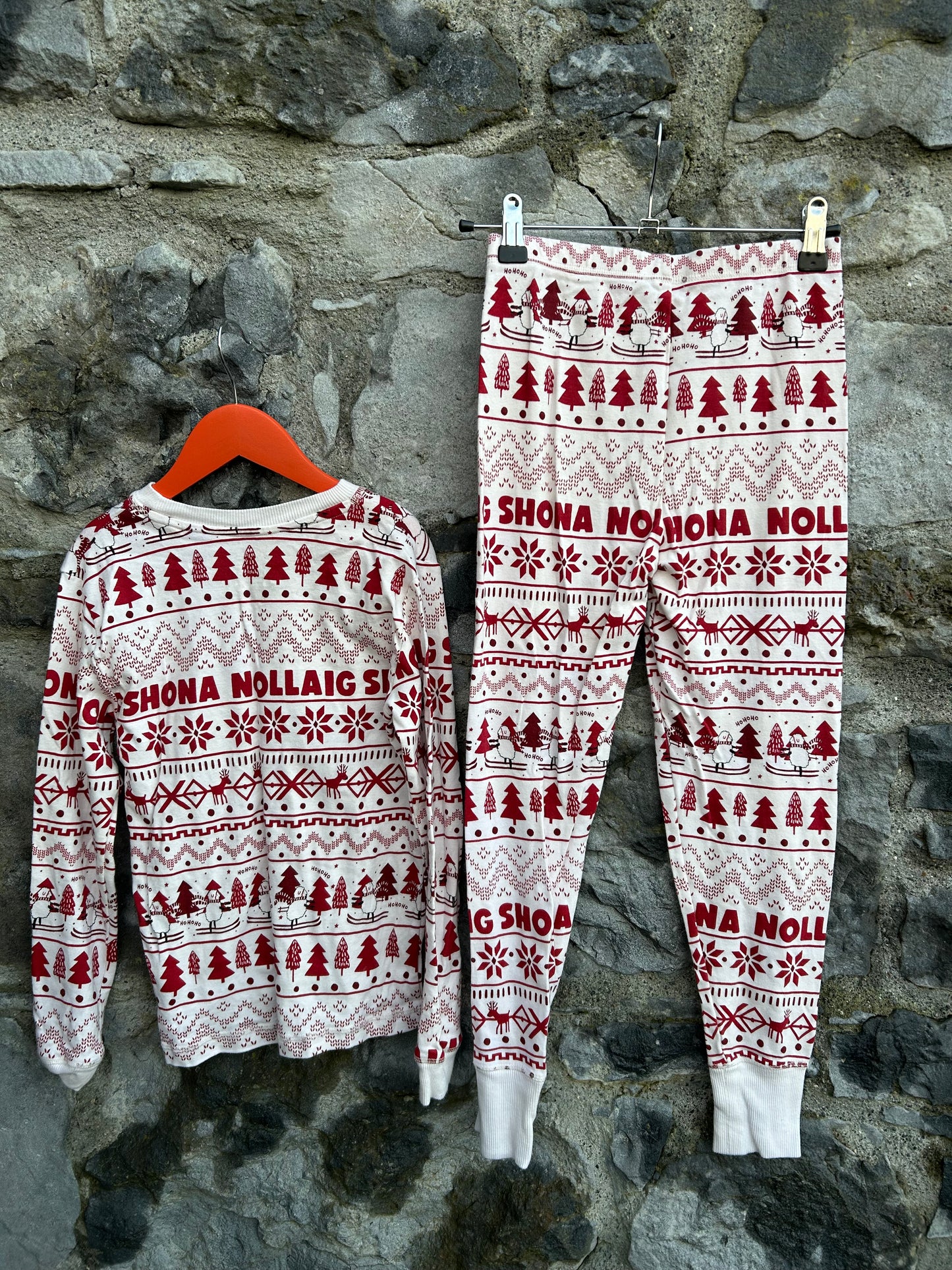 Nollaig Red&white festive panels pj 9-10y (134-140cm)