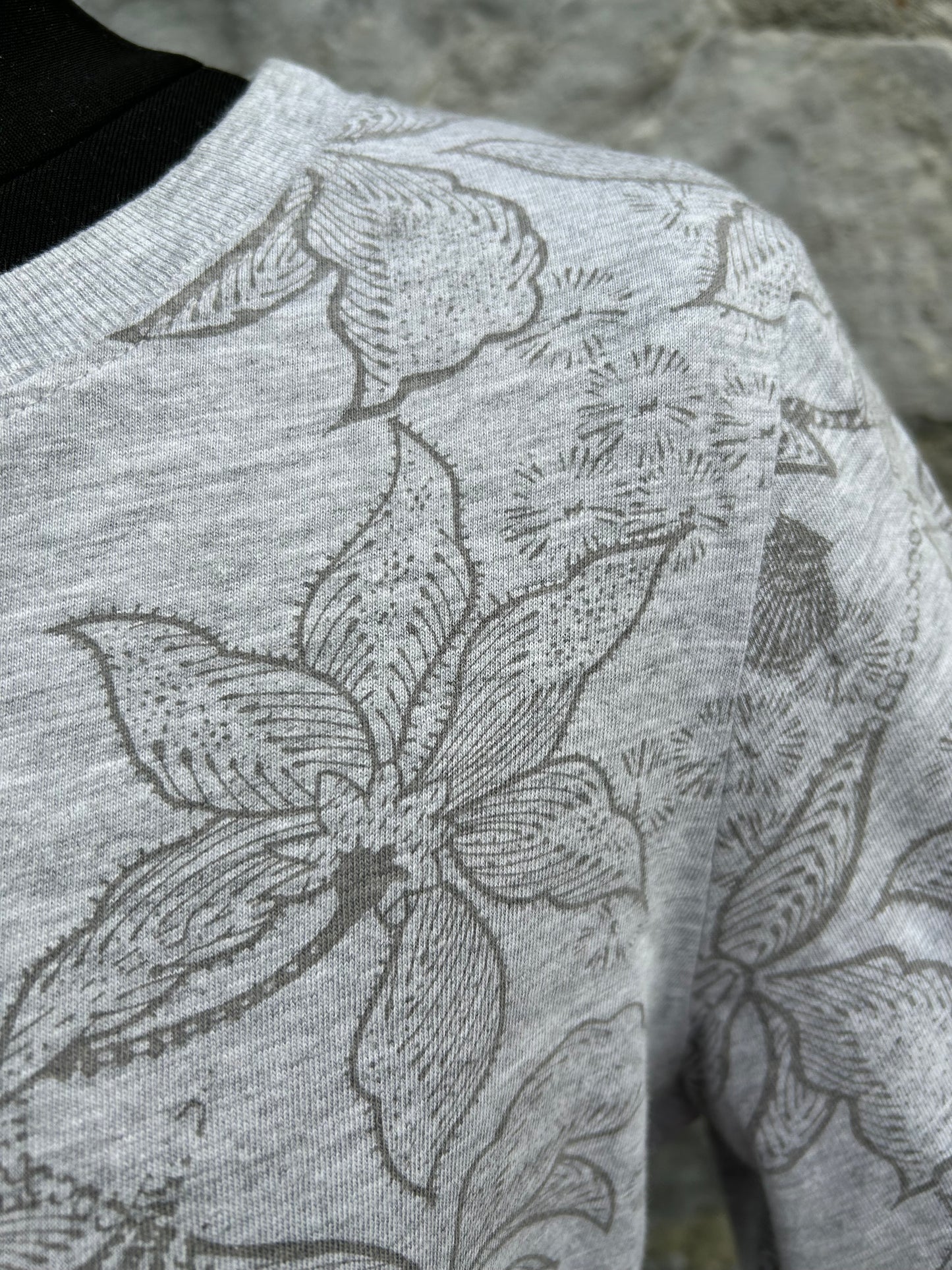 Grey floral top uk 10