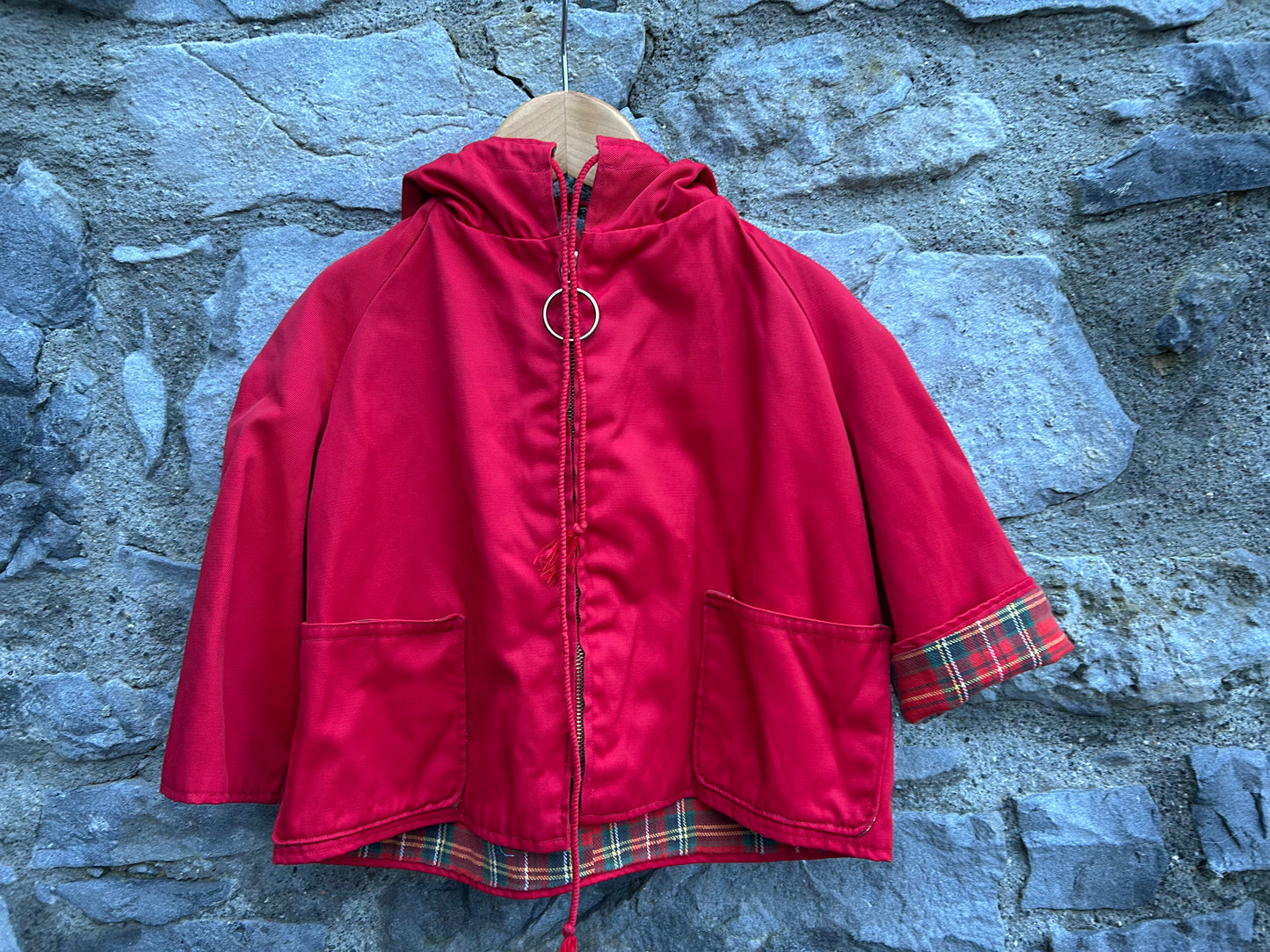 70s Red hooded jacket 9-12m (74-80cm)