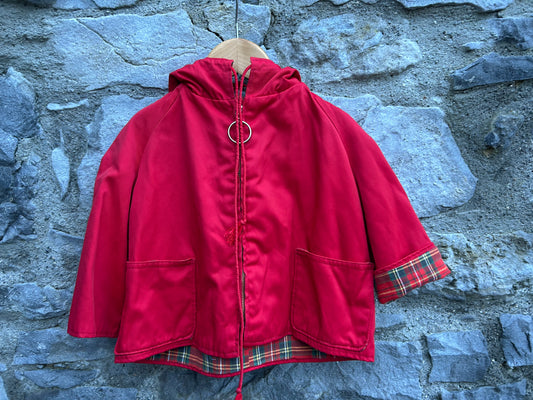 70s Red hooded jacket  9-12m (74-80cm)