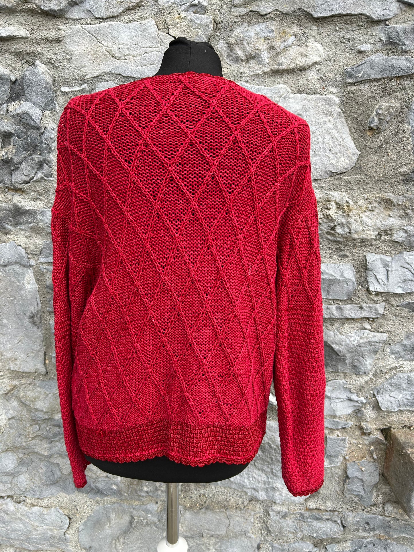 90s red diamonds cardigan uk 14