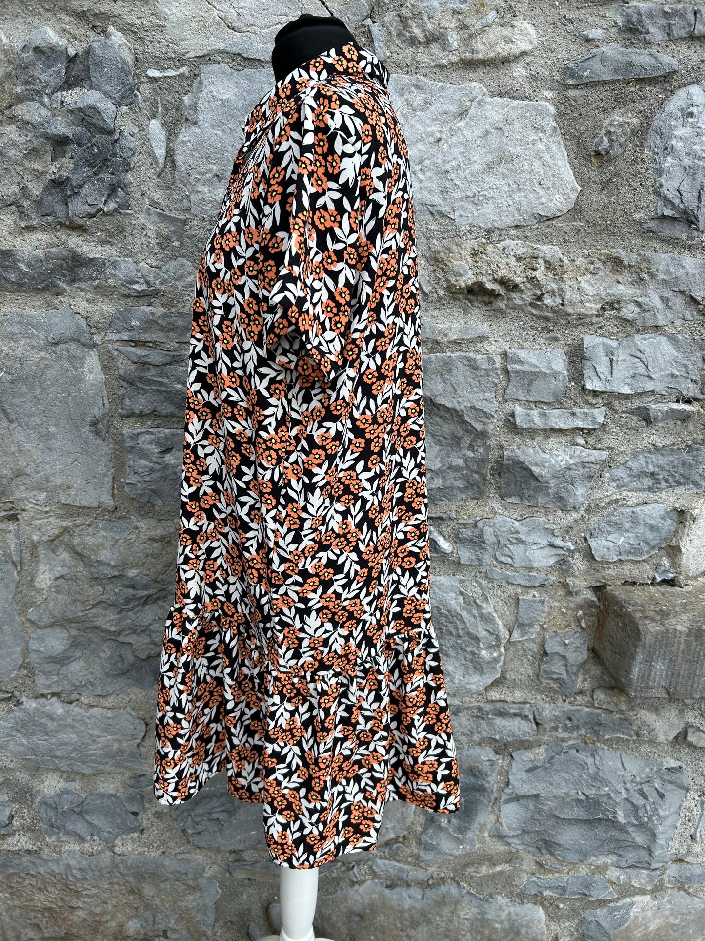 Orange flowers shirt dress uk 10-12